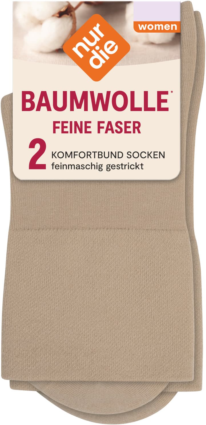 NUR DIE Damen Socken Feine Baumwolle Komfort 2er Pack