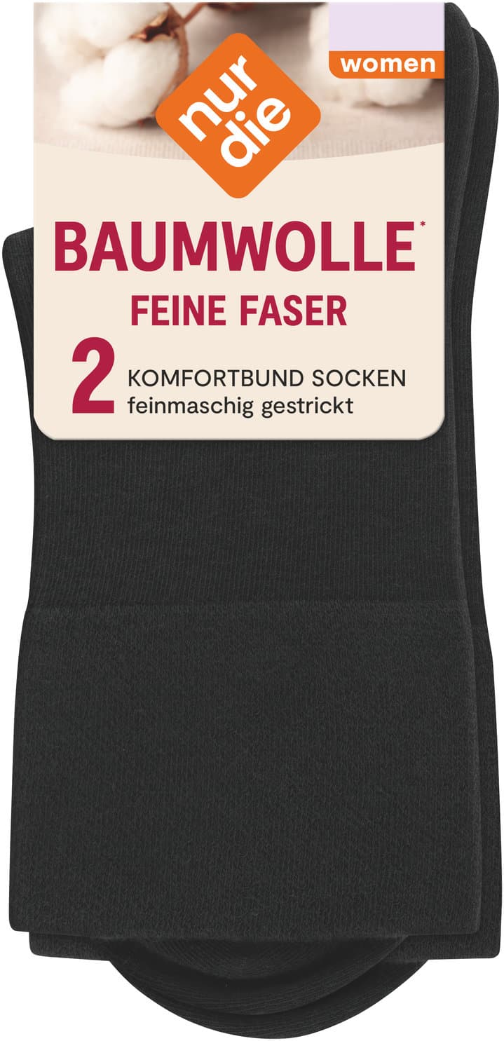 NUR DIE Damen Socken Feine Baumwolle Komfort 2er Pack