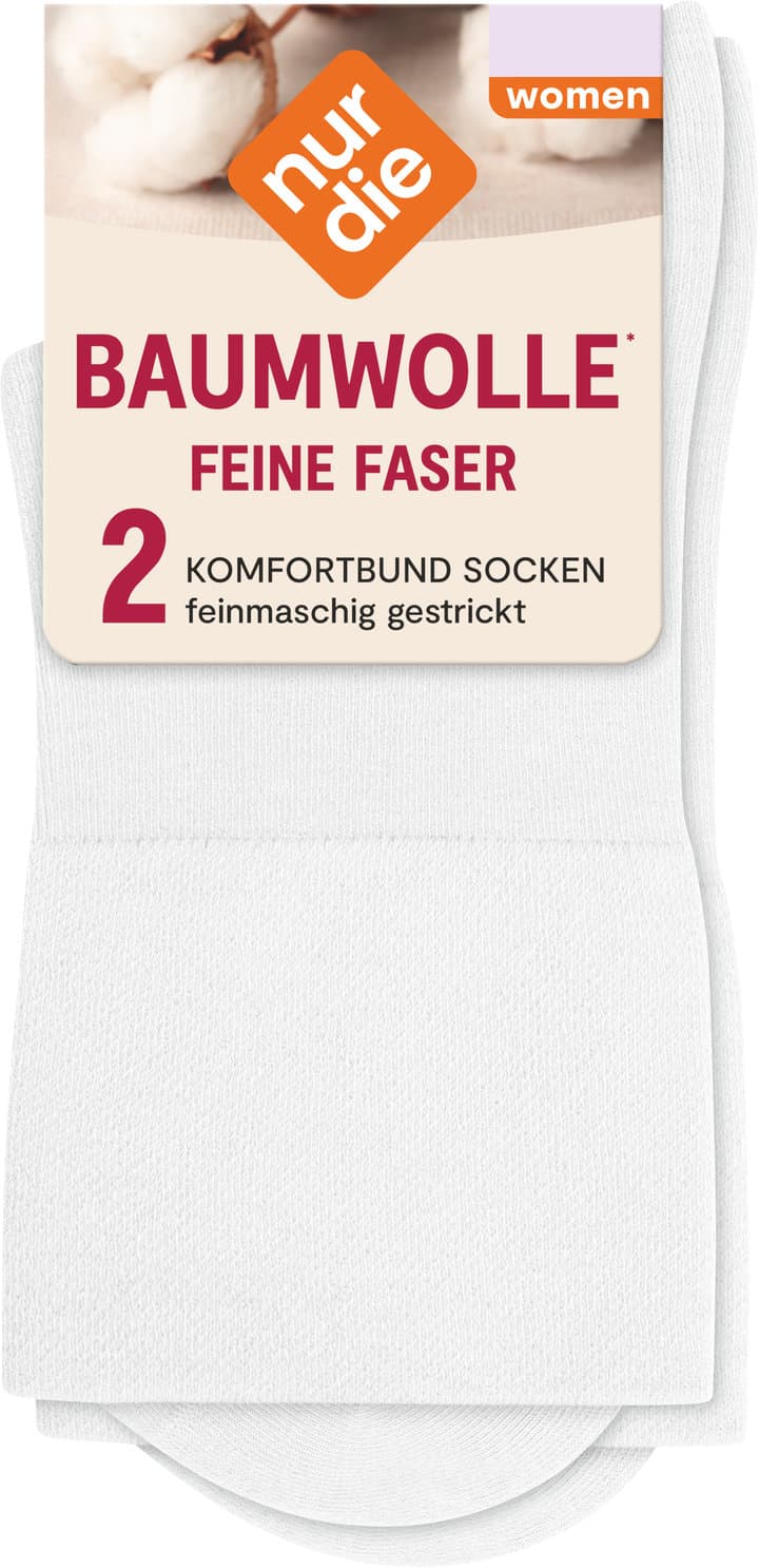 NUR DIE Damen Socken Feine Baumwolle Komfort 2er Pack