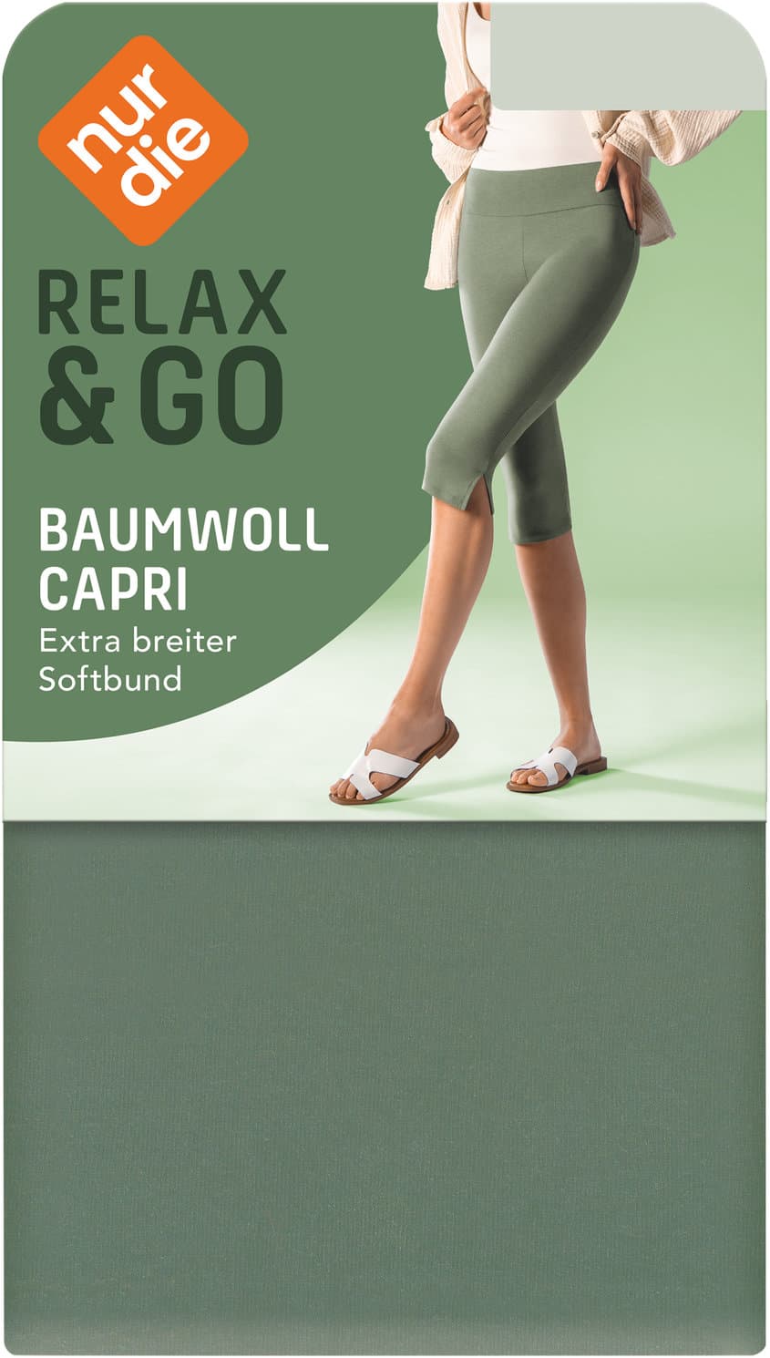 NUR DIE Damen Baumwoll Capri Leggings Relax & Go