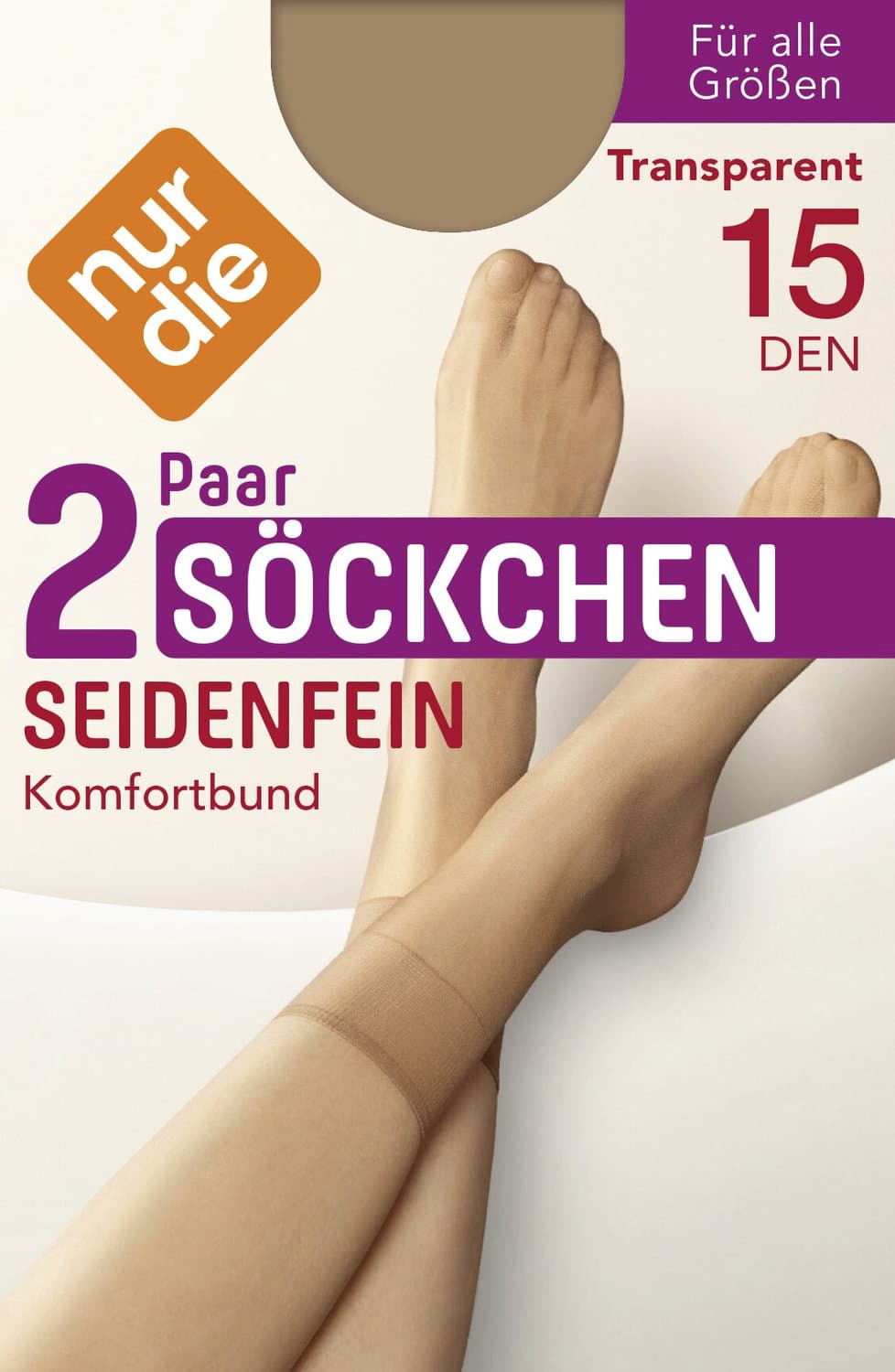 NUR DIE Damen Söckchen Seidenfein 15 DEN 2er Pack
