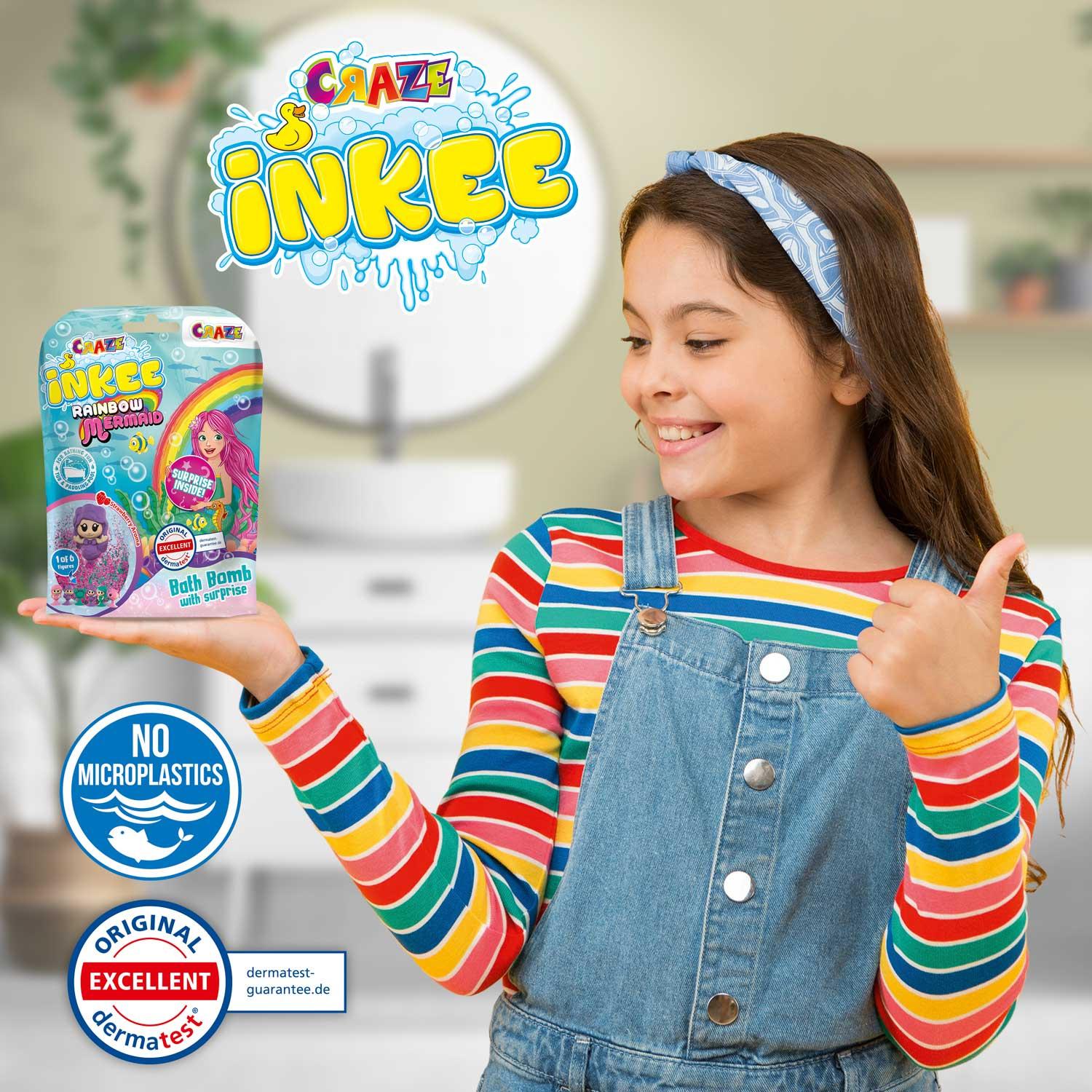 Produktbild CRAZE - INKEE Mermaid Badekugel mit Erdbeerduft - mit Überraschung (1 von 6 Saugnapf-Figuren) 16 von 18
