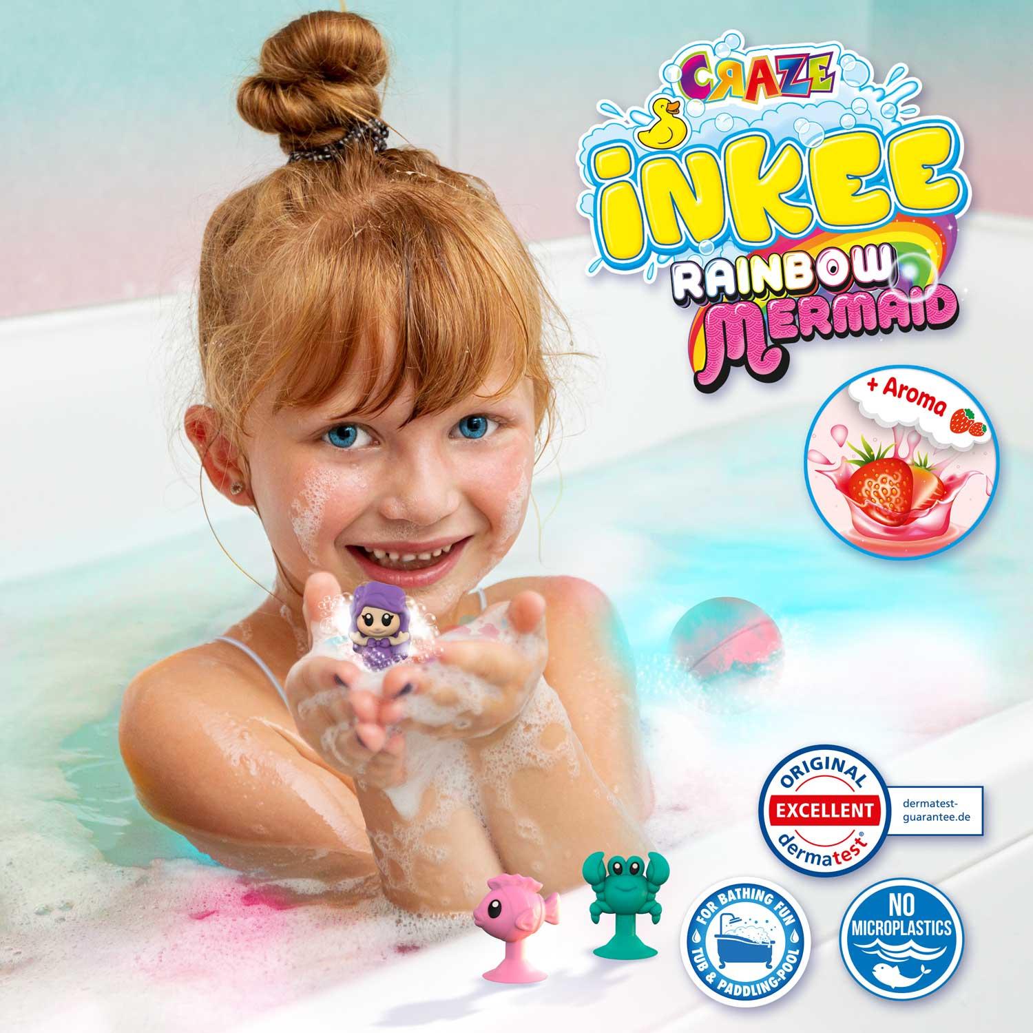 Produktbild CRAZE - INKEE Mermaid Badekugel mit Erdbeerduft - mit Überraschung (1 von 6 Saugnapf-Figuren) 5 von 18