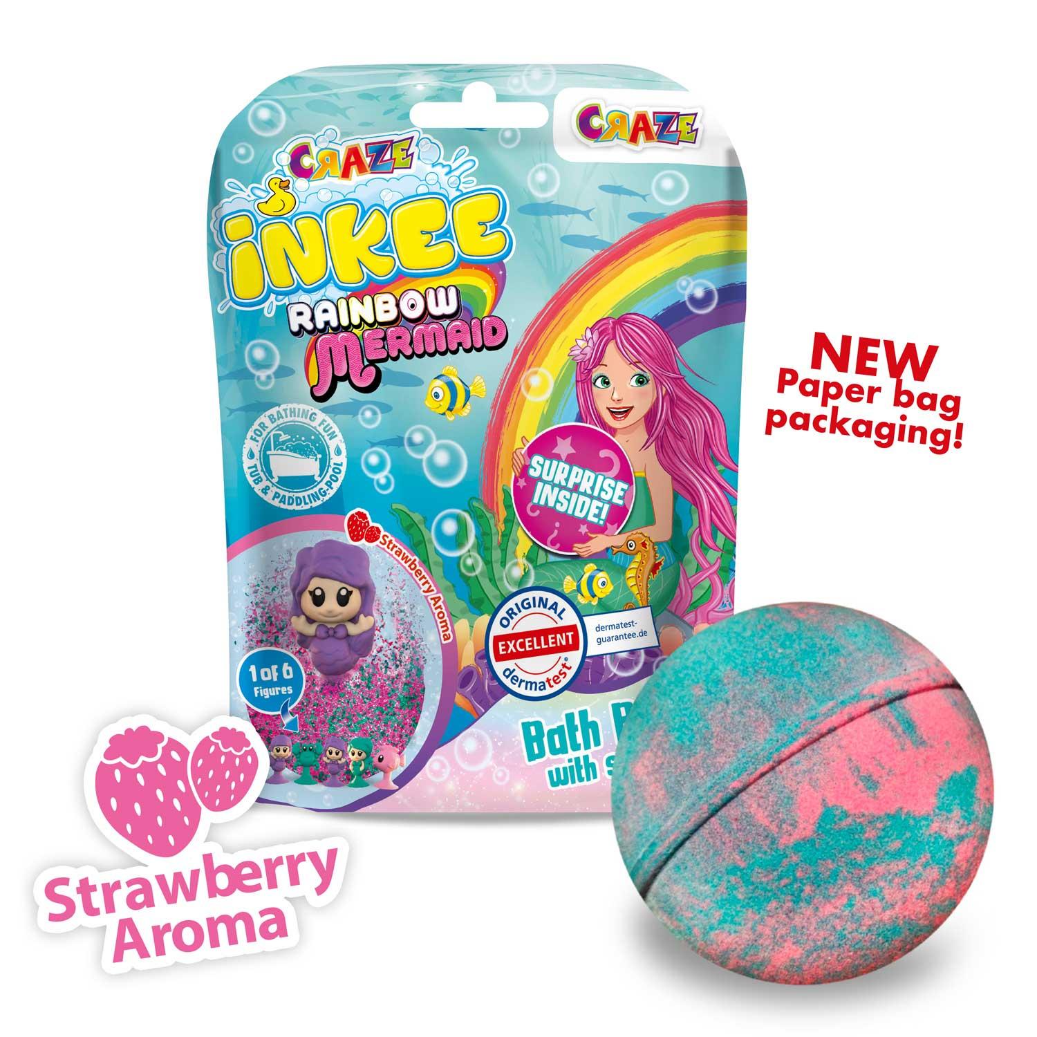 Produktbild CRAZE - INKEE Mermaid Badekugel mit Erdbeerduft - mit Überraschung (1 von 6 Saugnapf-Figuren) 3 von 18