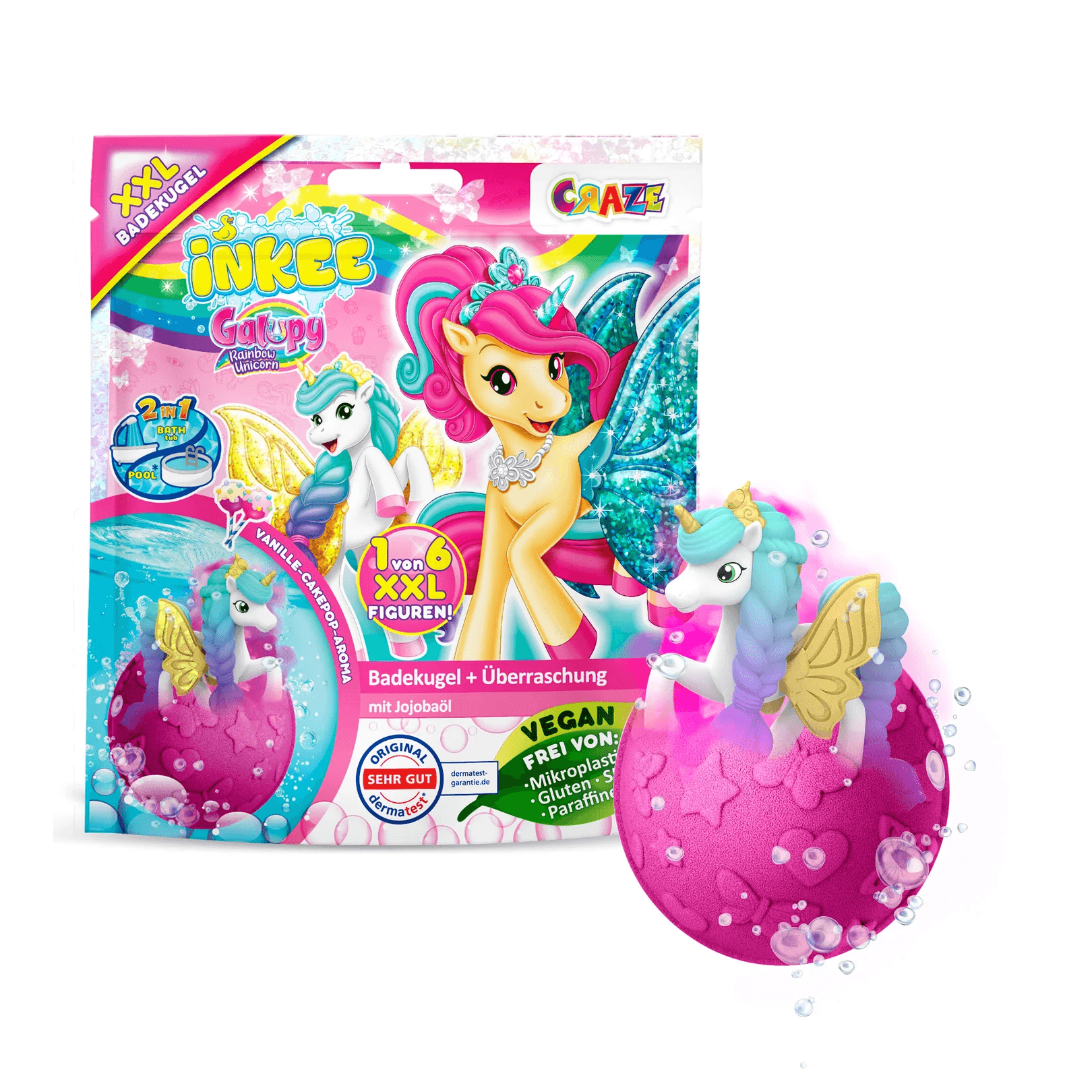 CRAZE INKEE Surprise XXL Bath Bomb Galupy Rainbow Unicorn sortiert (Keine Auswahl möglich)
