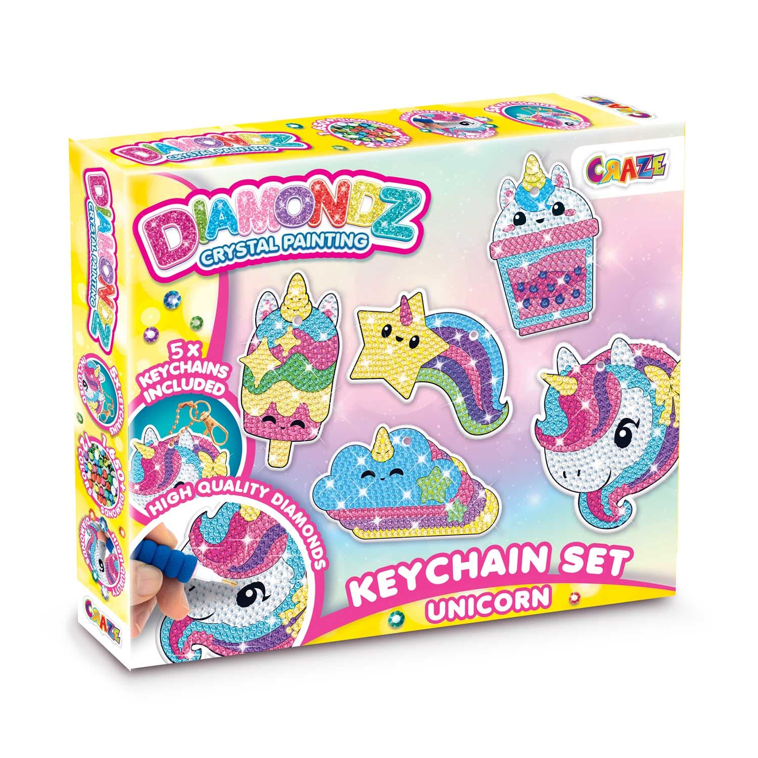 CRAZE DIAMONDZ Keychain Set Unicorn Fun Series