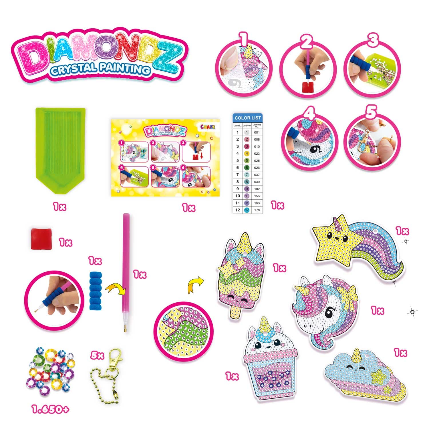Produktbild CRAZE DIAMONDZ Keychain Set Unicorn Fun Series 5 von 9