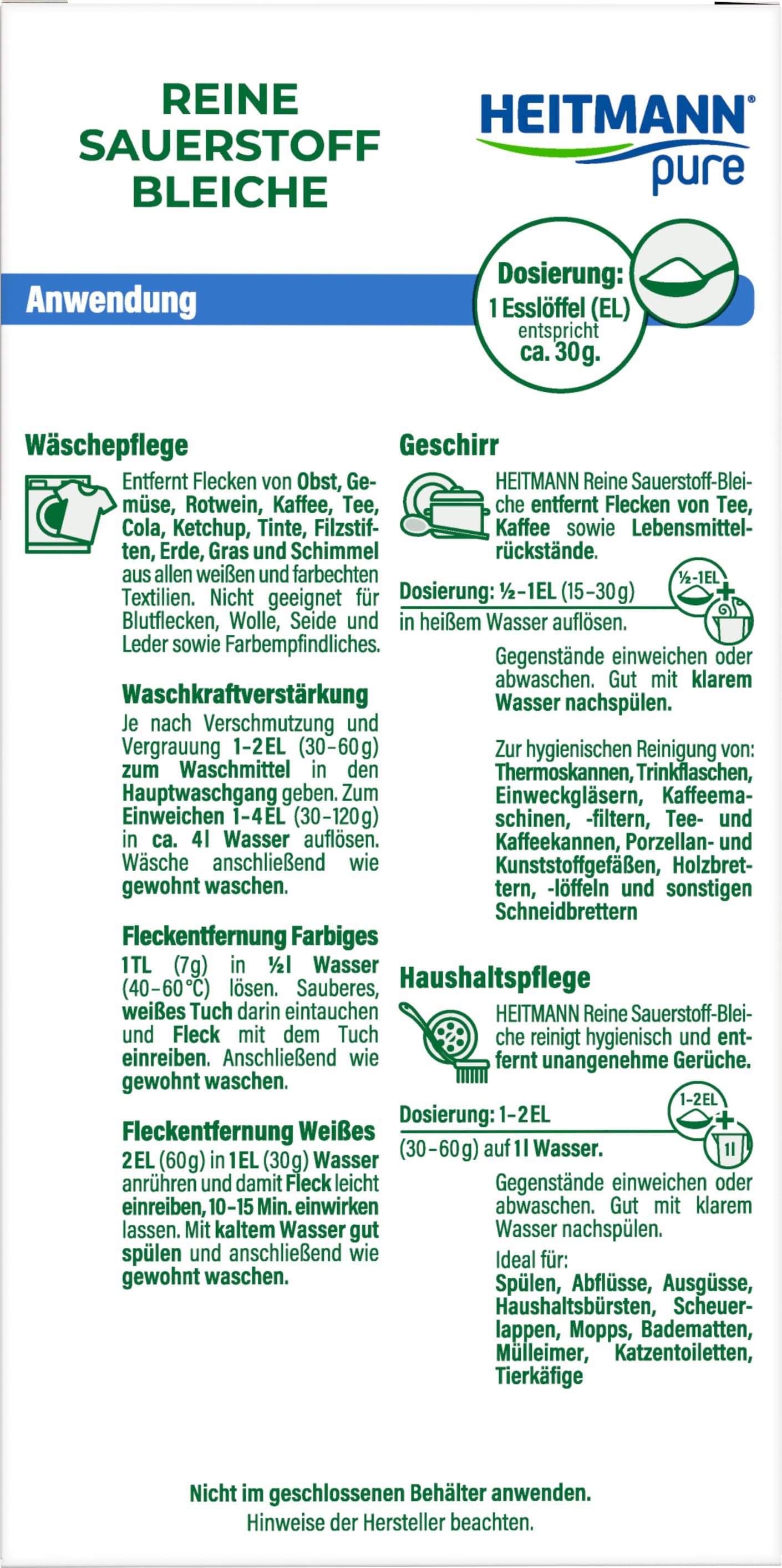 Produktbild Heitmann Pure Reine Sauerstoff-Bleiche 3 von 13