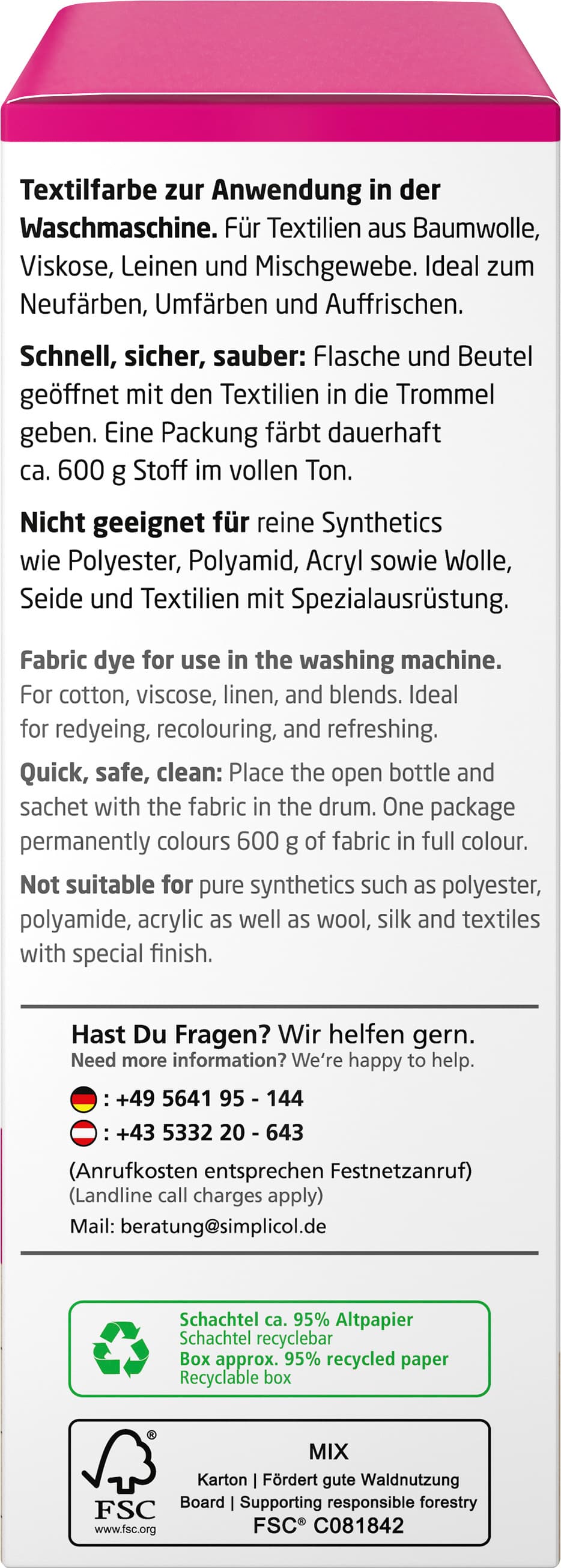 Produktbild Simplicol Textilfarbe Intensiv Pink-Berry 6 von 10
