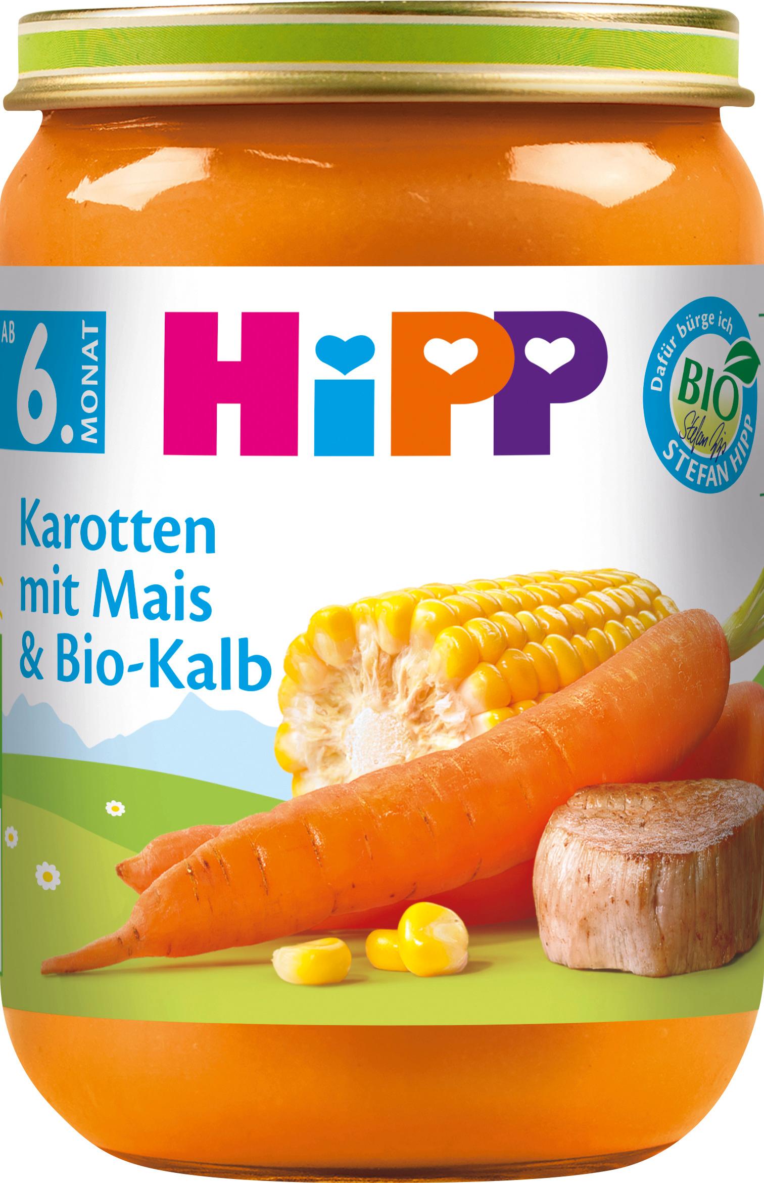 HiPP Menüs: Karotten mit Mais und Bio-Kalb