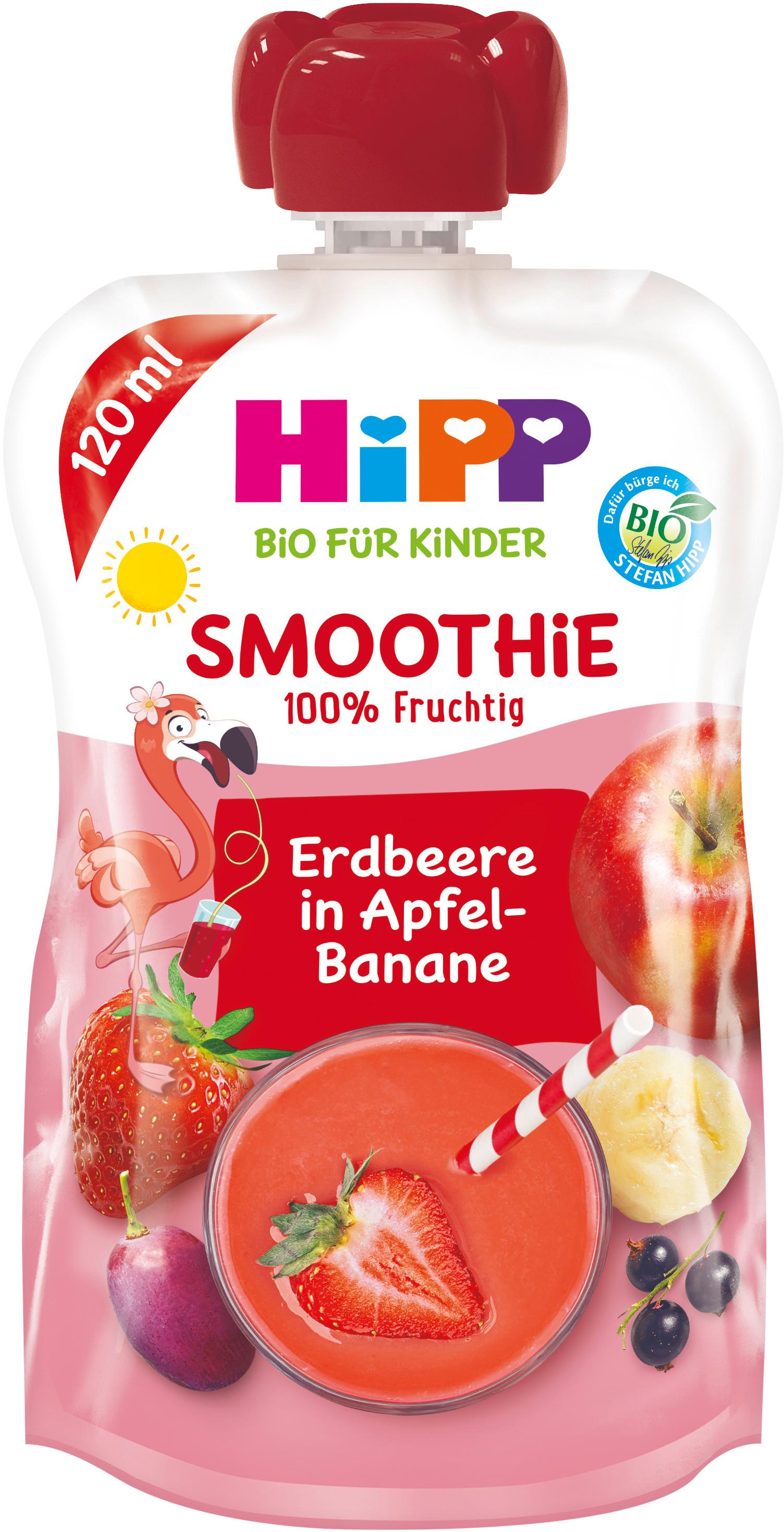 HiPP Bio für Kinder Smoothie Erdbeere in Apfel Banane - Flora Flamingo