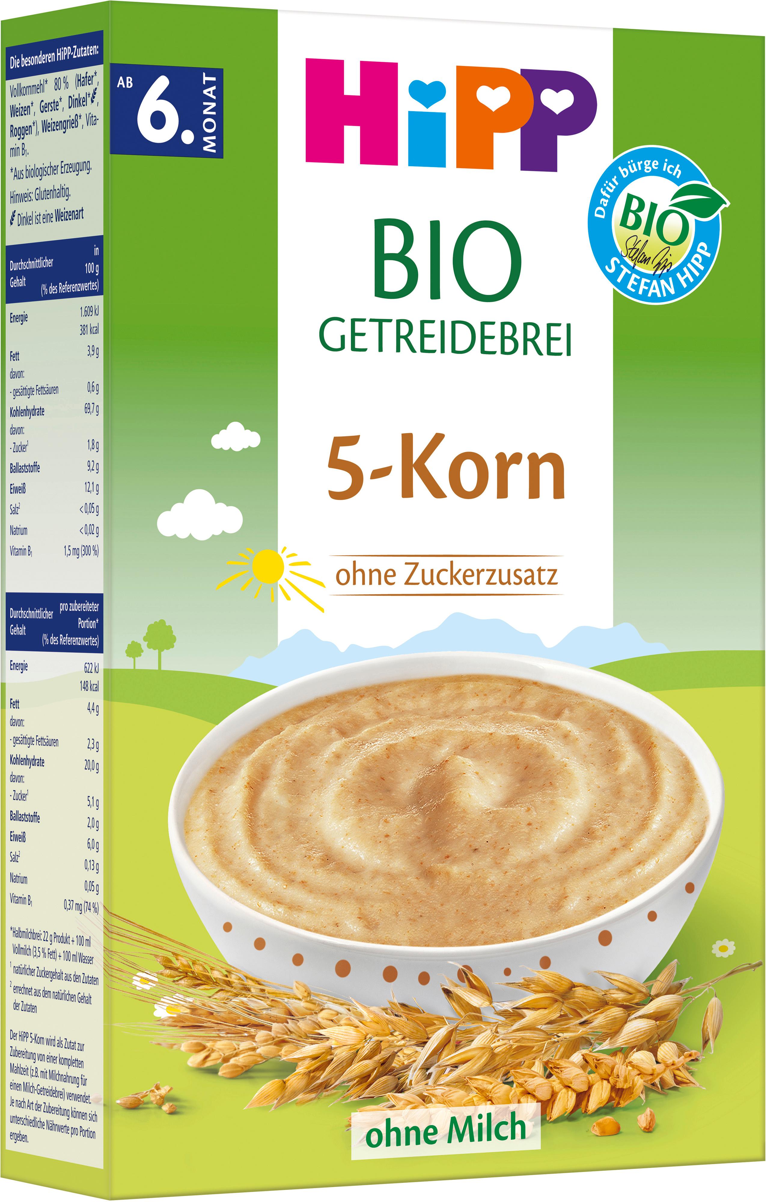 Produktbild HiPP Bio-Getreidebrei 5-Korn ohne Zuckerzusatz 4 von 4