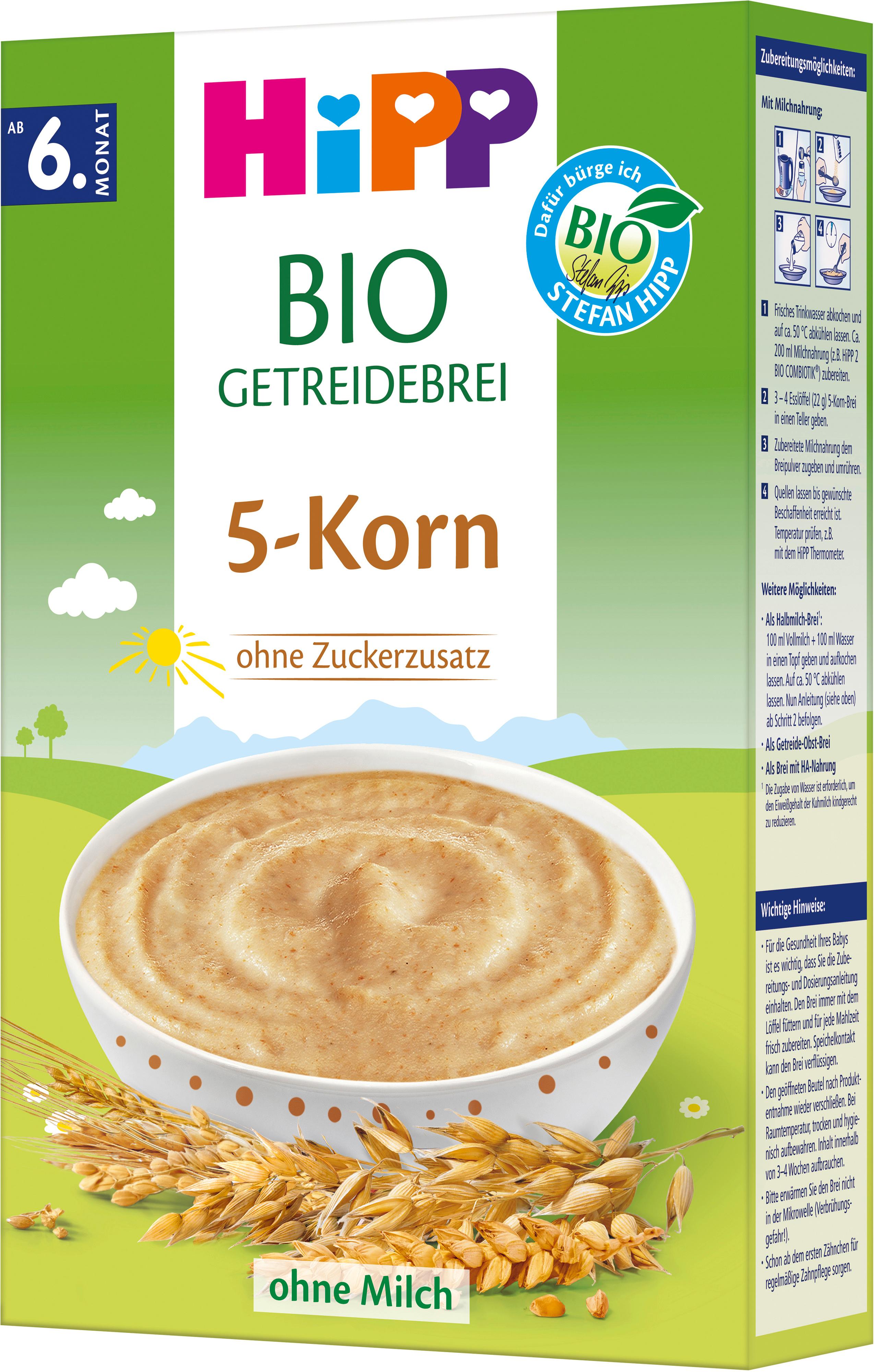 Produktbild HiPP Bio-Getreidebrei 5-Korn ohne Zuckerzusatz 3 von 4