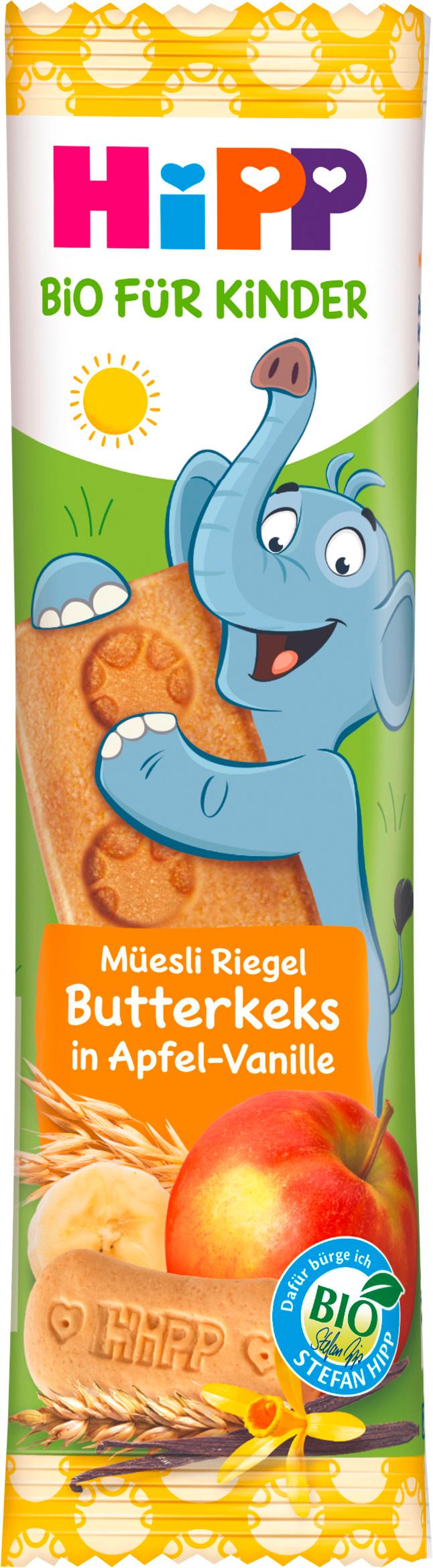 HiPP Bio für Kinder Müesli Riegel Butterkeks in Apfel-Vanille