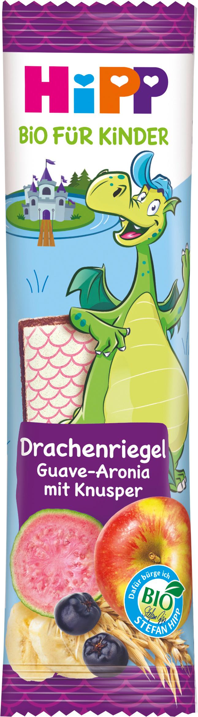HiPP Bio für Kinder Müsliriegel Drachenriegel: Guave-Aronia mit Knusper