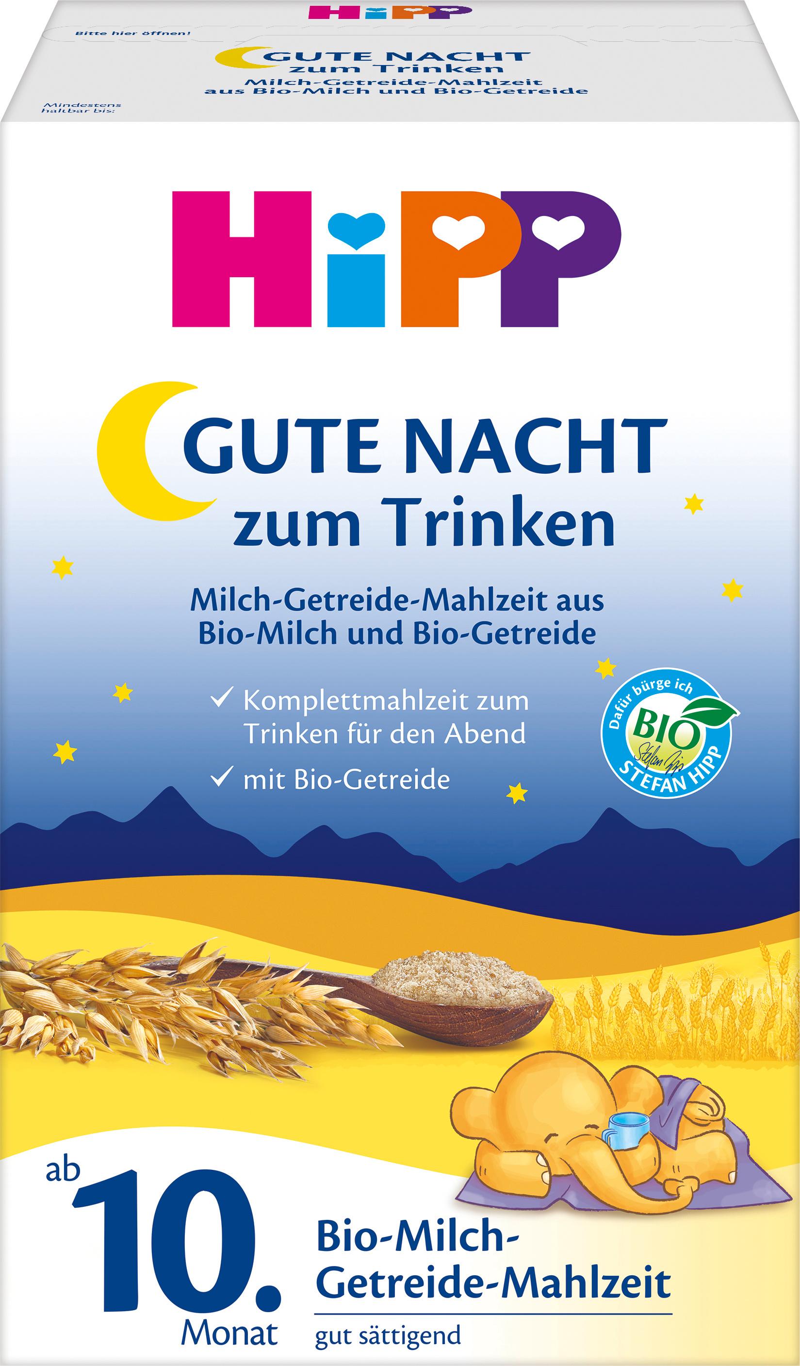 Produktbild HiPP Bio Milch-Getreide-Mahlzeit Gute-Nacht zum Trinken 3 von 3