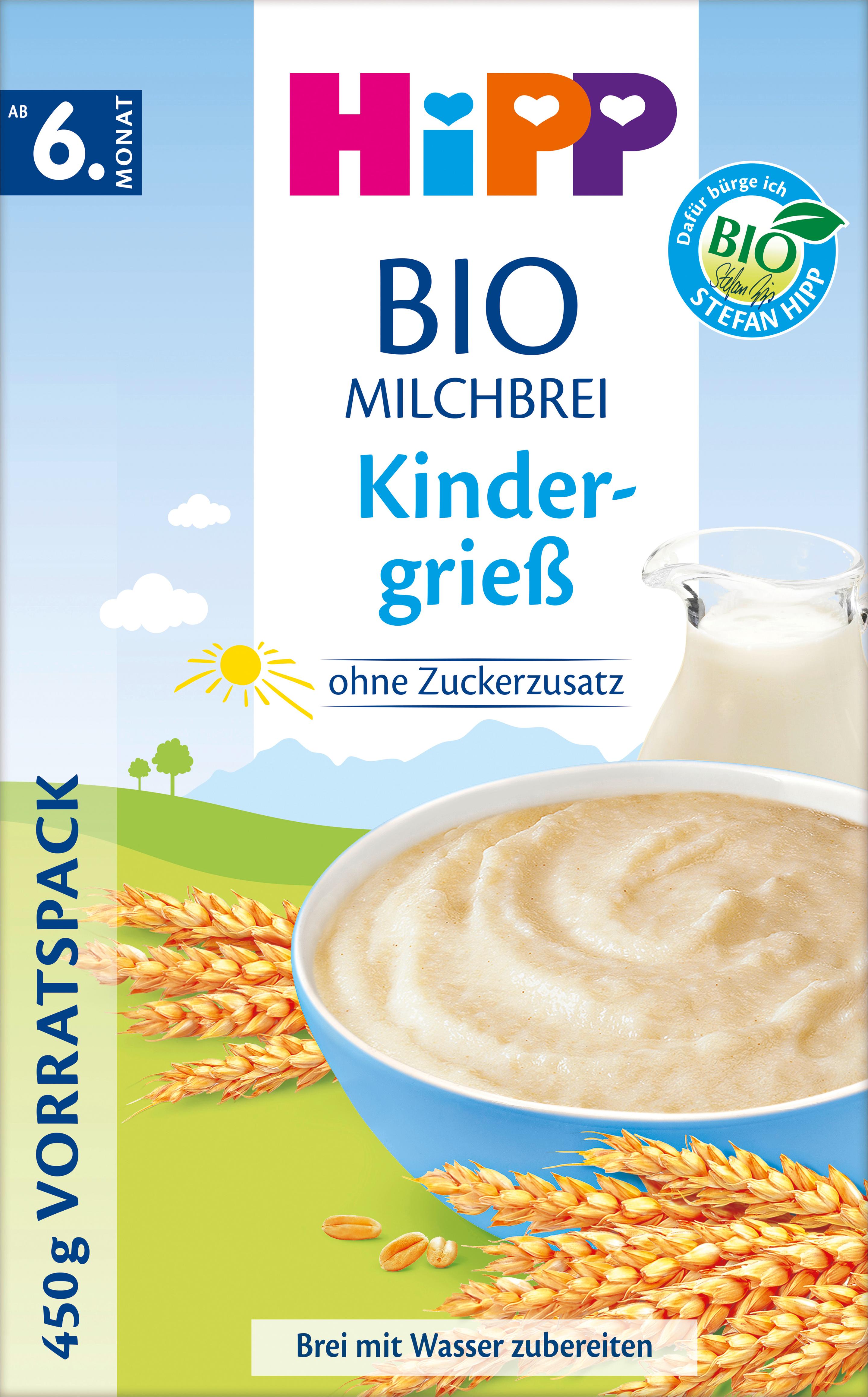 HiPP Bio-Milchbrei Kindergrieß ohne Zuckerzusatz