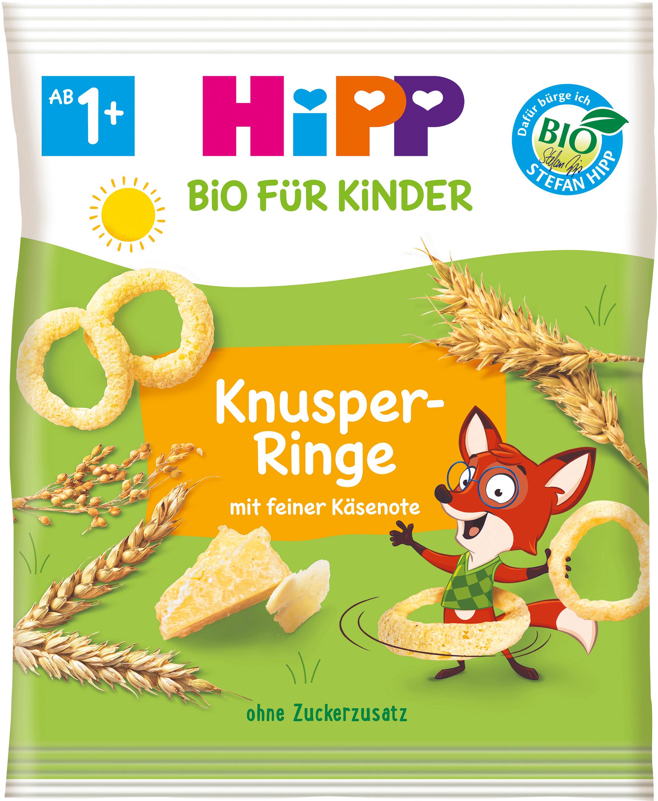HiPP Bio für Kinder Knabberprodukte Kunsper-Ringe mit feiner Käsenote