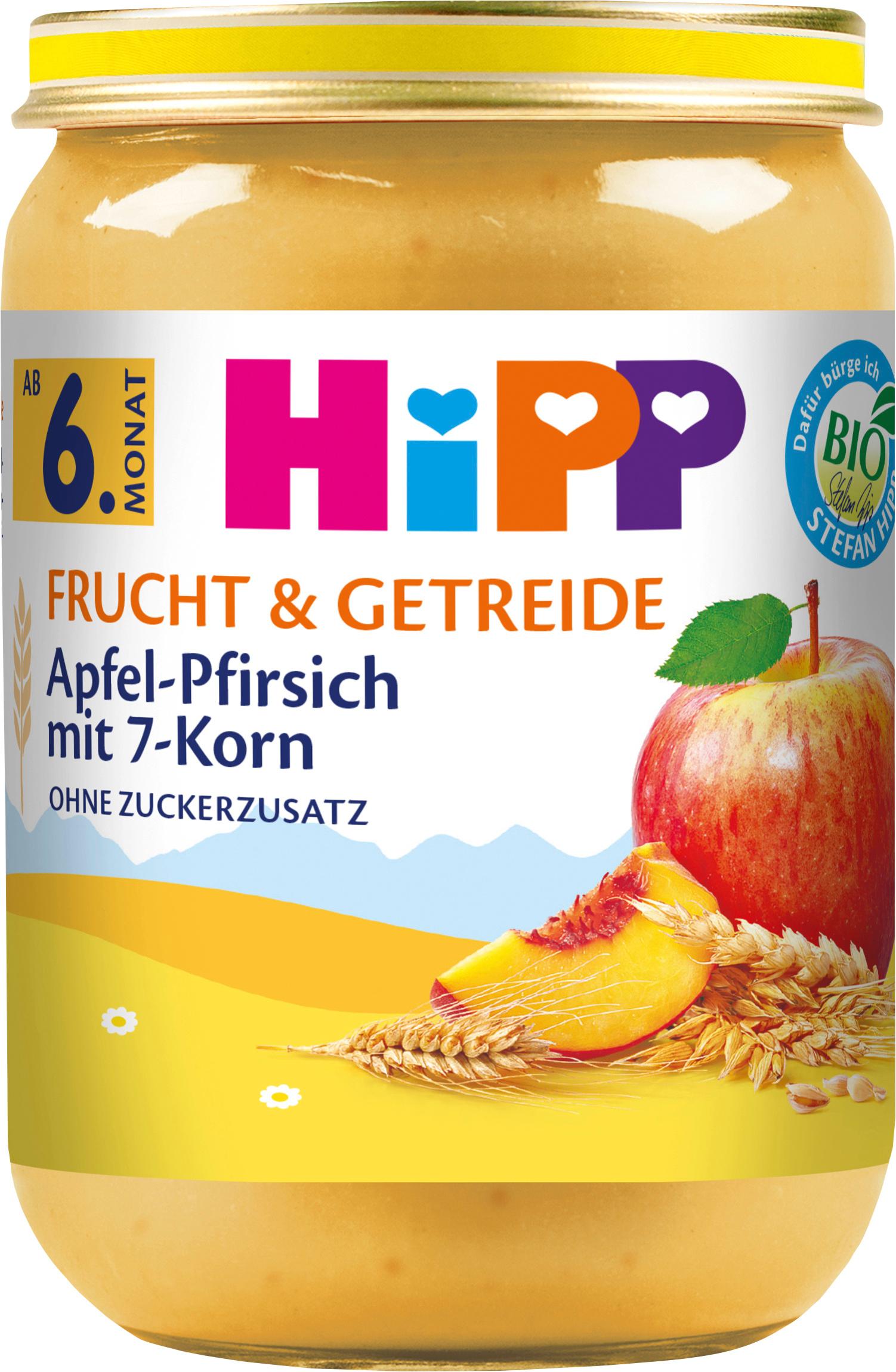 HiPP Bio Frucht und Getreide Apfel-Pfirsich mit 7-Korn
