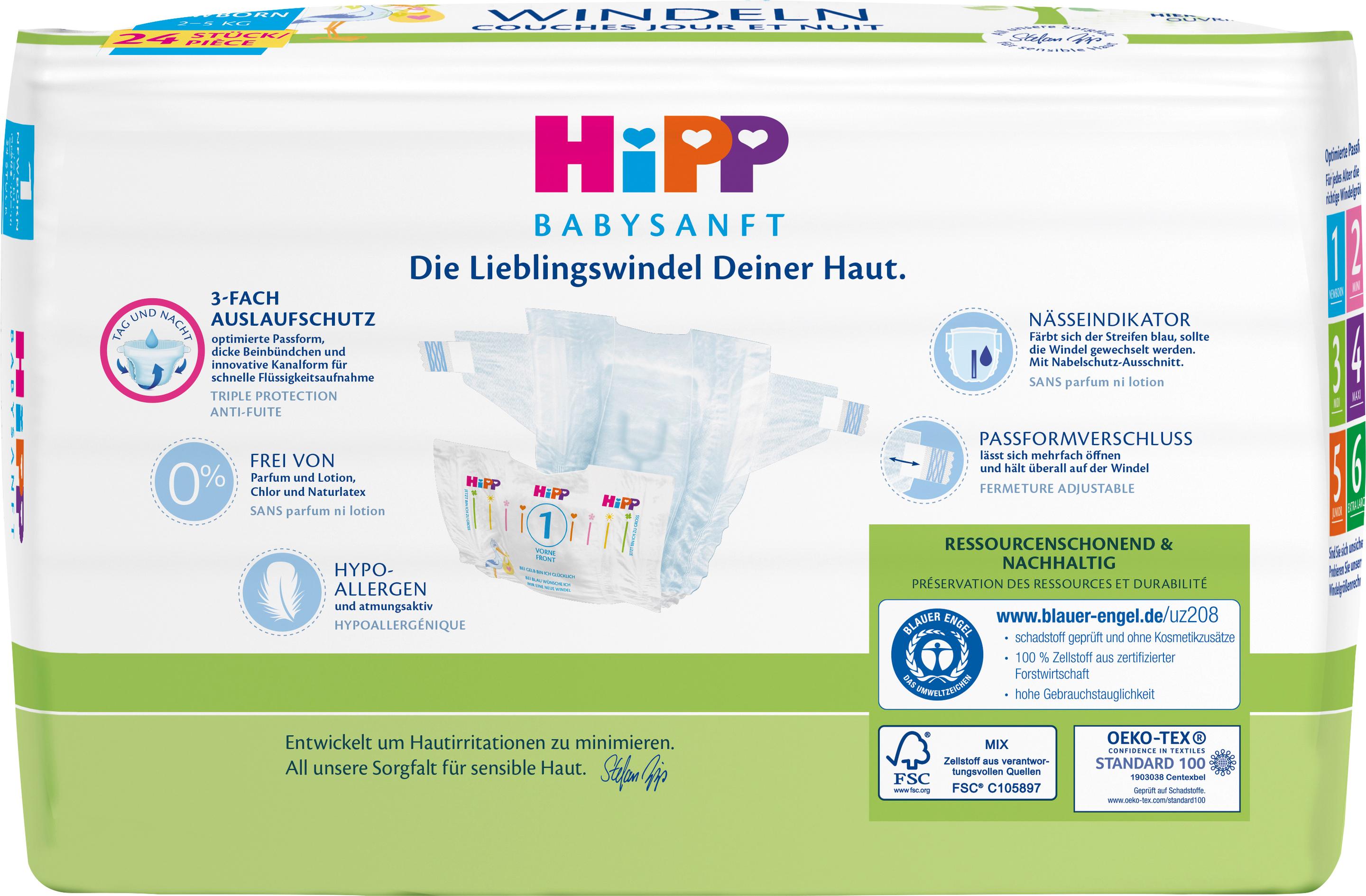 Produktbild HiPP Babysanft Windeln Newborn Gr. 1 2 von 7