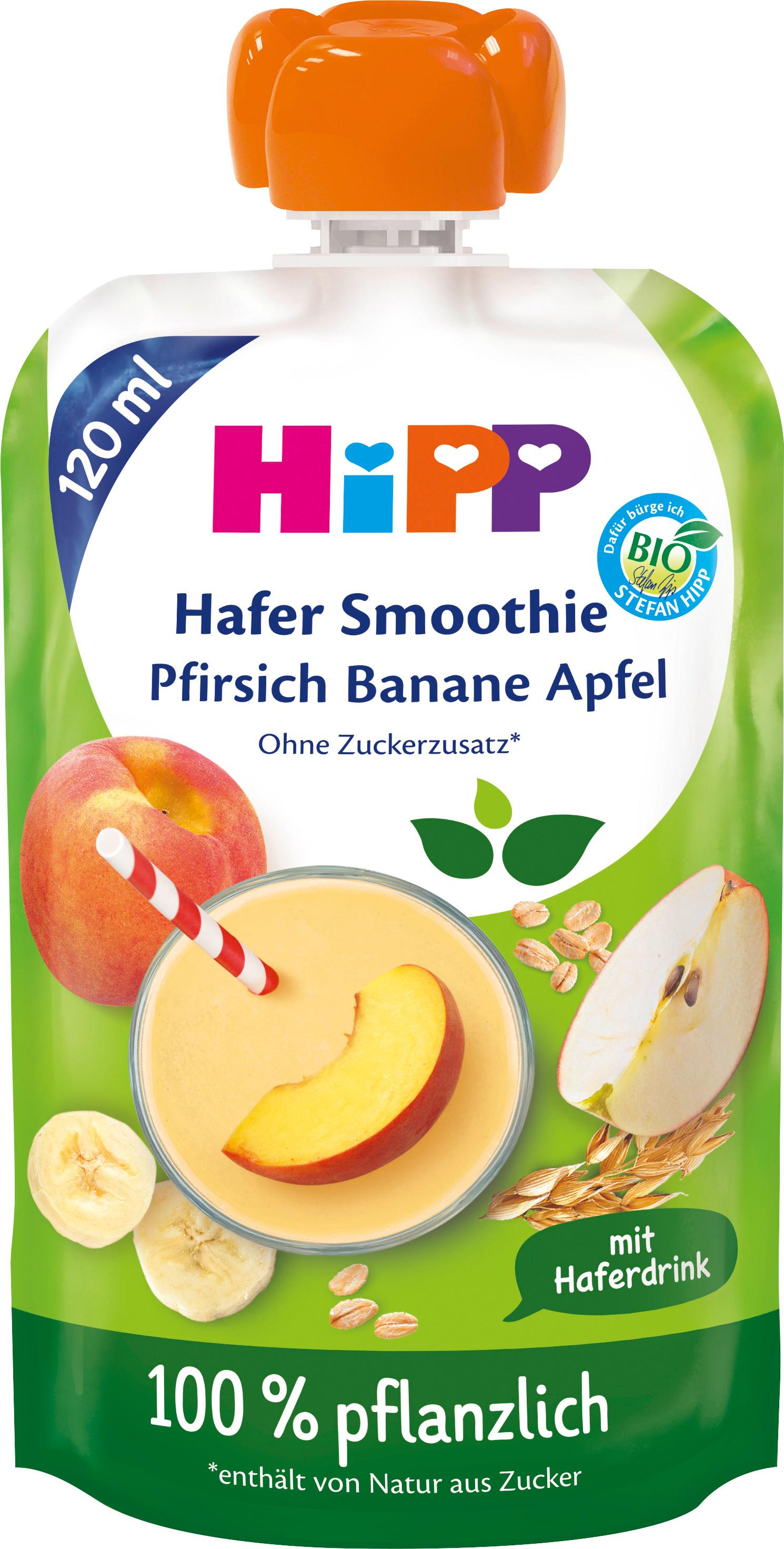 HiPP Bio für Kinder: Hafer Smoothie Pfirsich Banane Apfel 100% pflanzlich