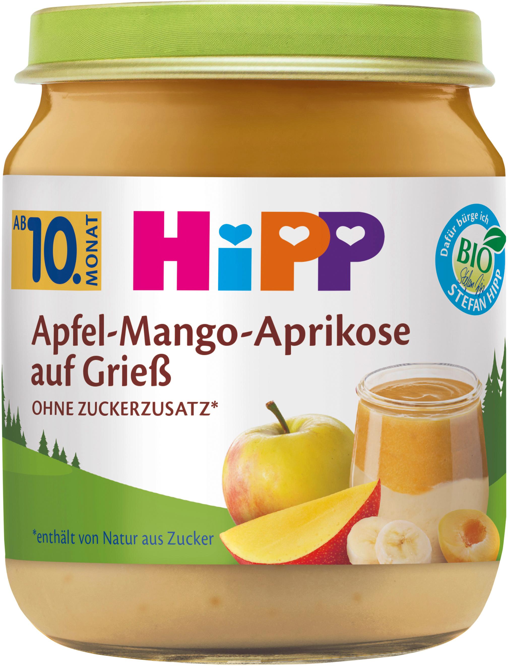 HiPP Bio Apfel-Mango-Aprikose auf Grieß