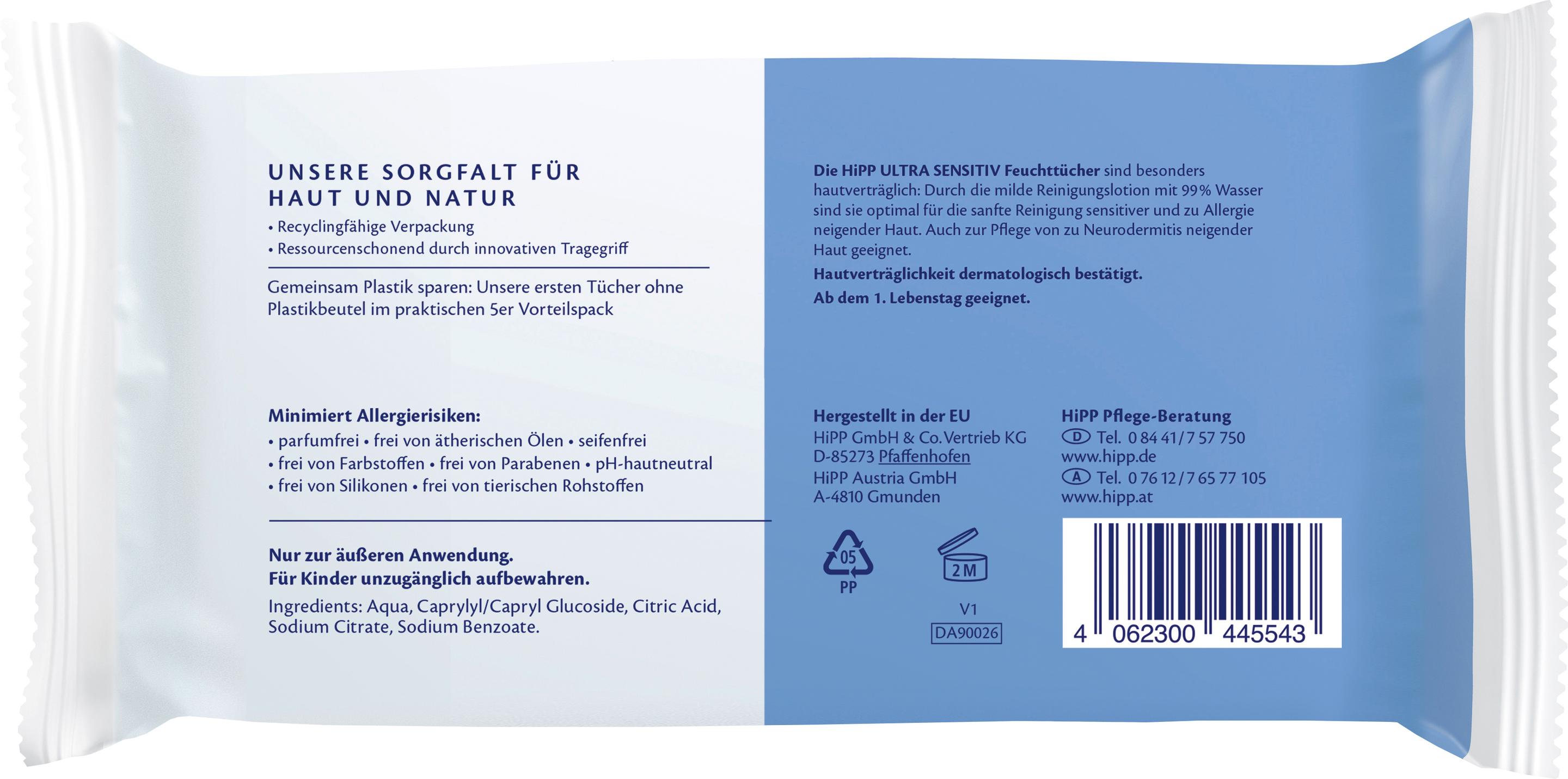 Produktbild HIPP Babysanft Ultra Sensitiv Feuchttücher 5er Vorteilspack 2 von 5