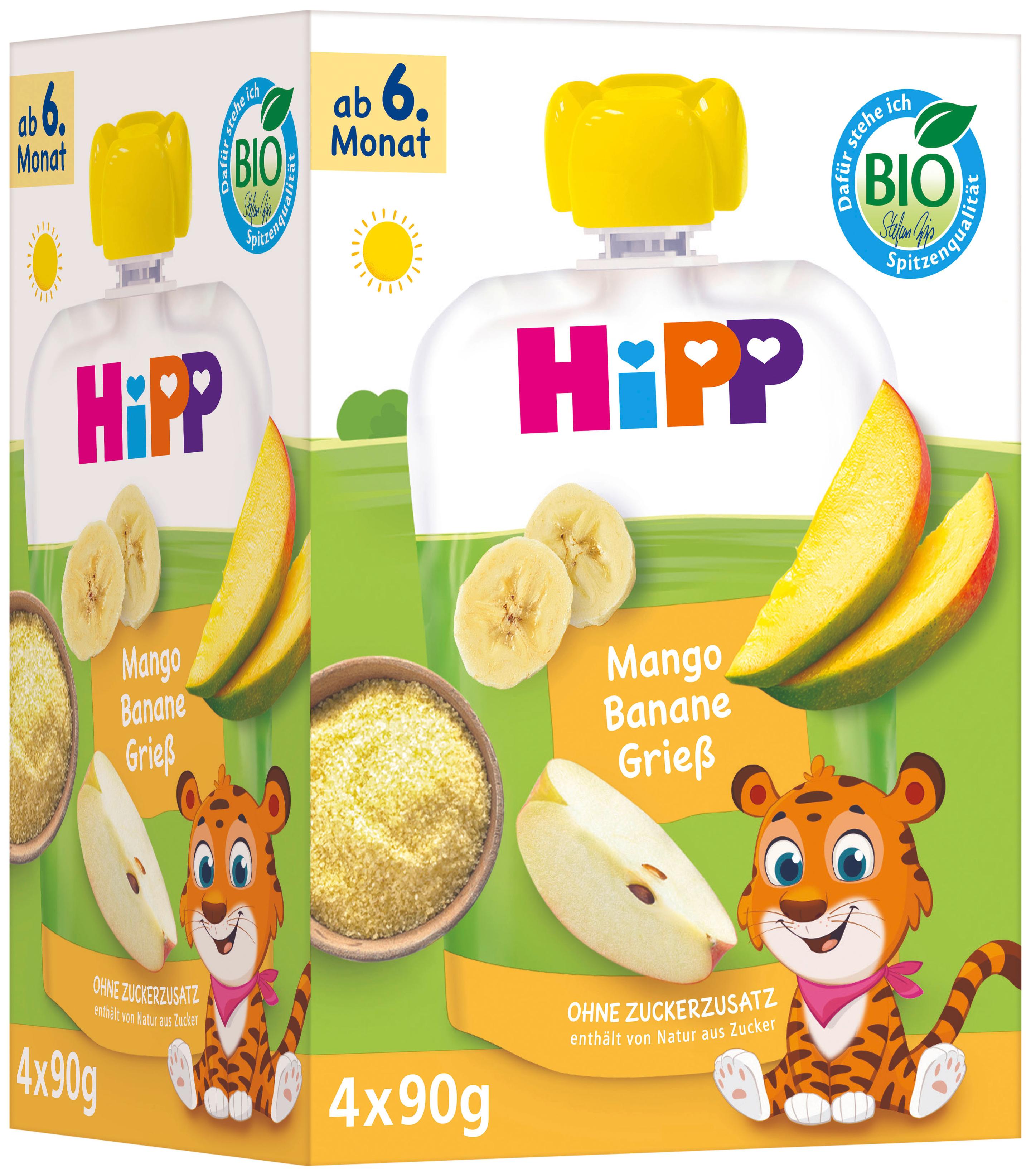 Produktbild Hipp Bio Mango Banane Grieß Quetschbeutel 2 von 2