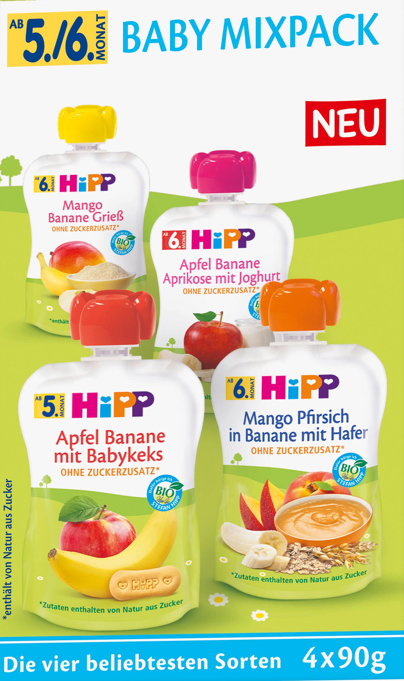 Hipp Bio Baby Mixpack Fruchtbrei Quetschbeutel