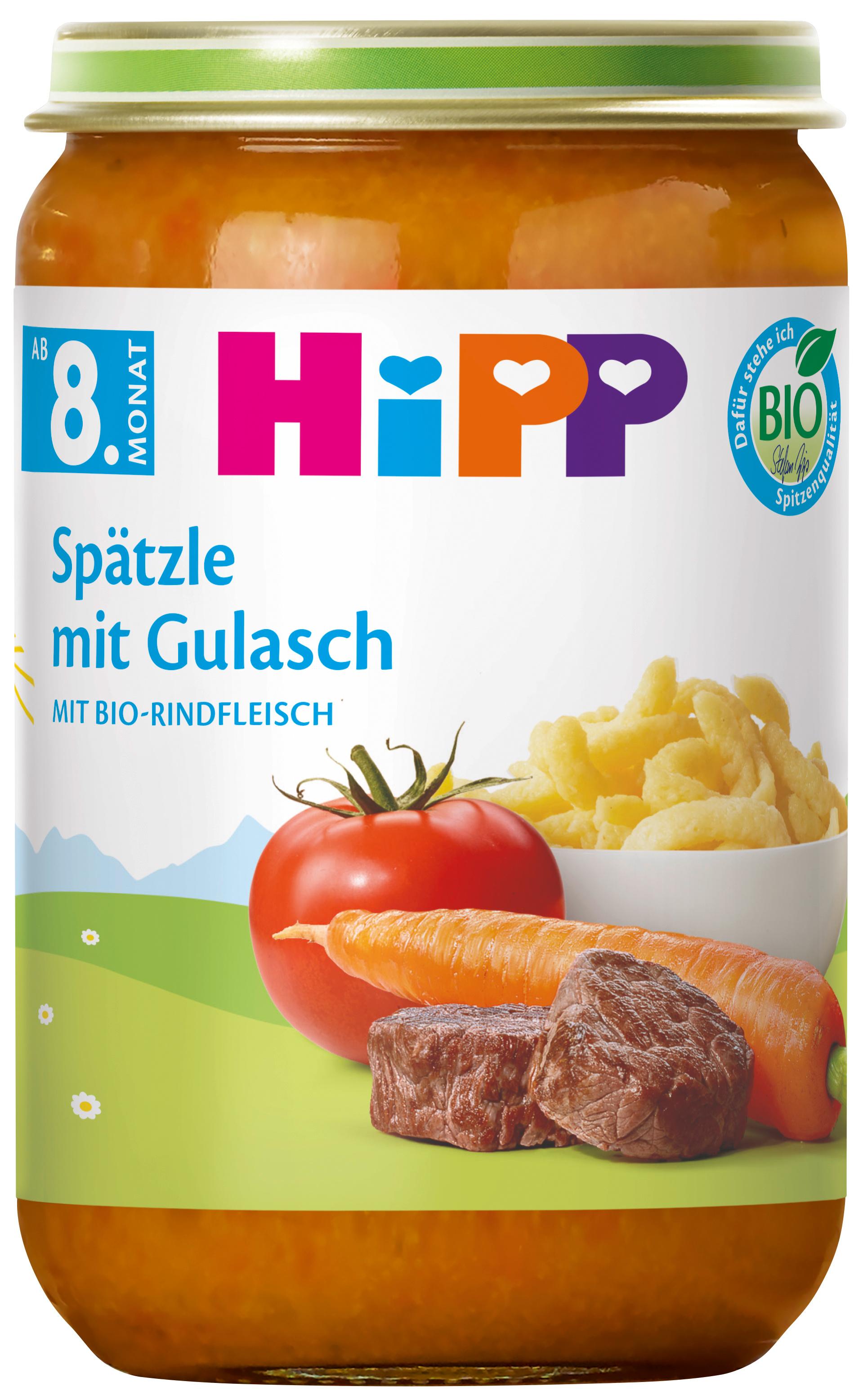 HiPP Bio Menüs Spätzle mit Gulasch