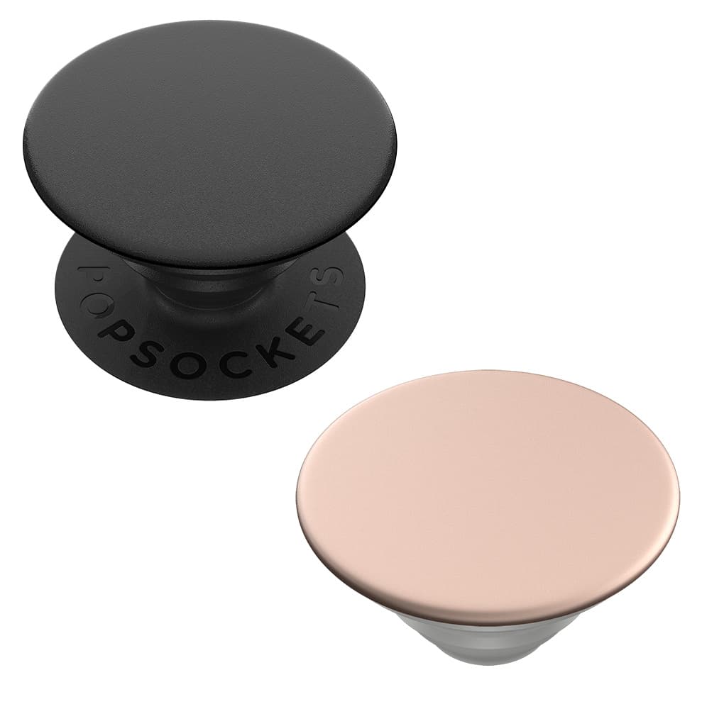 PopSockets PopGrip 2 in 1 Black + PopTop Aluminium Rose Gold