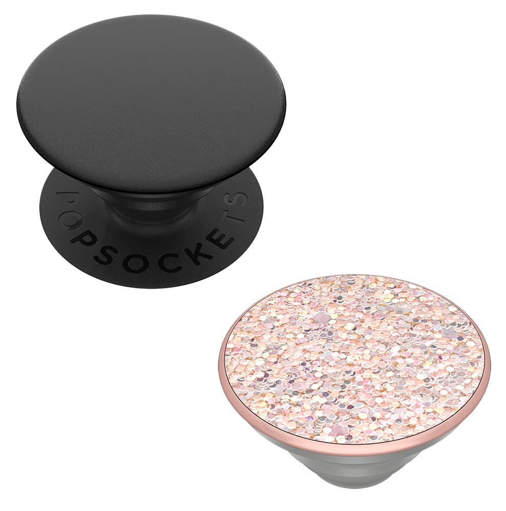 PopSockets PopGrip 2 in 1 Black + PopTop Sparkle Rose