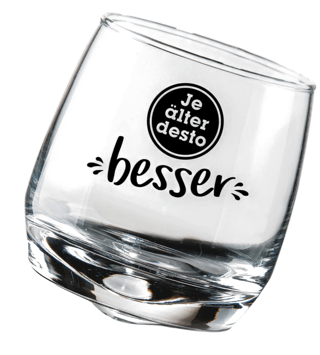 GILDE Wackelglas Je älter desto besser 2-tlg.