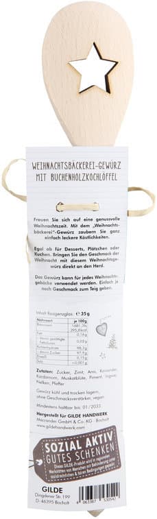 GILDE Kochlöffel Süße Weihnachtsgrüße mit Backgewürz