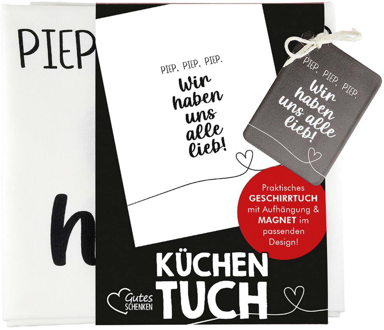 GILDE Magnet Geschirrtuch Wir haben uns alle Lieb!