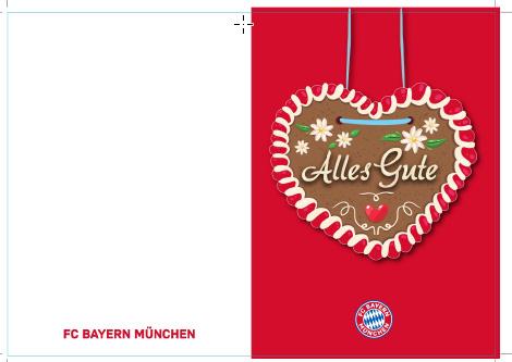 FC BAYERN MÜNCHEN SMU Glückwunschkarte Alles Gute Lebkuchen