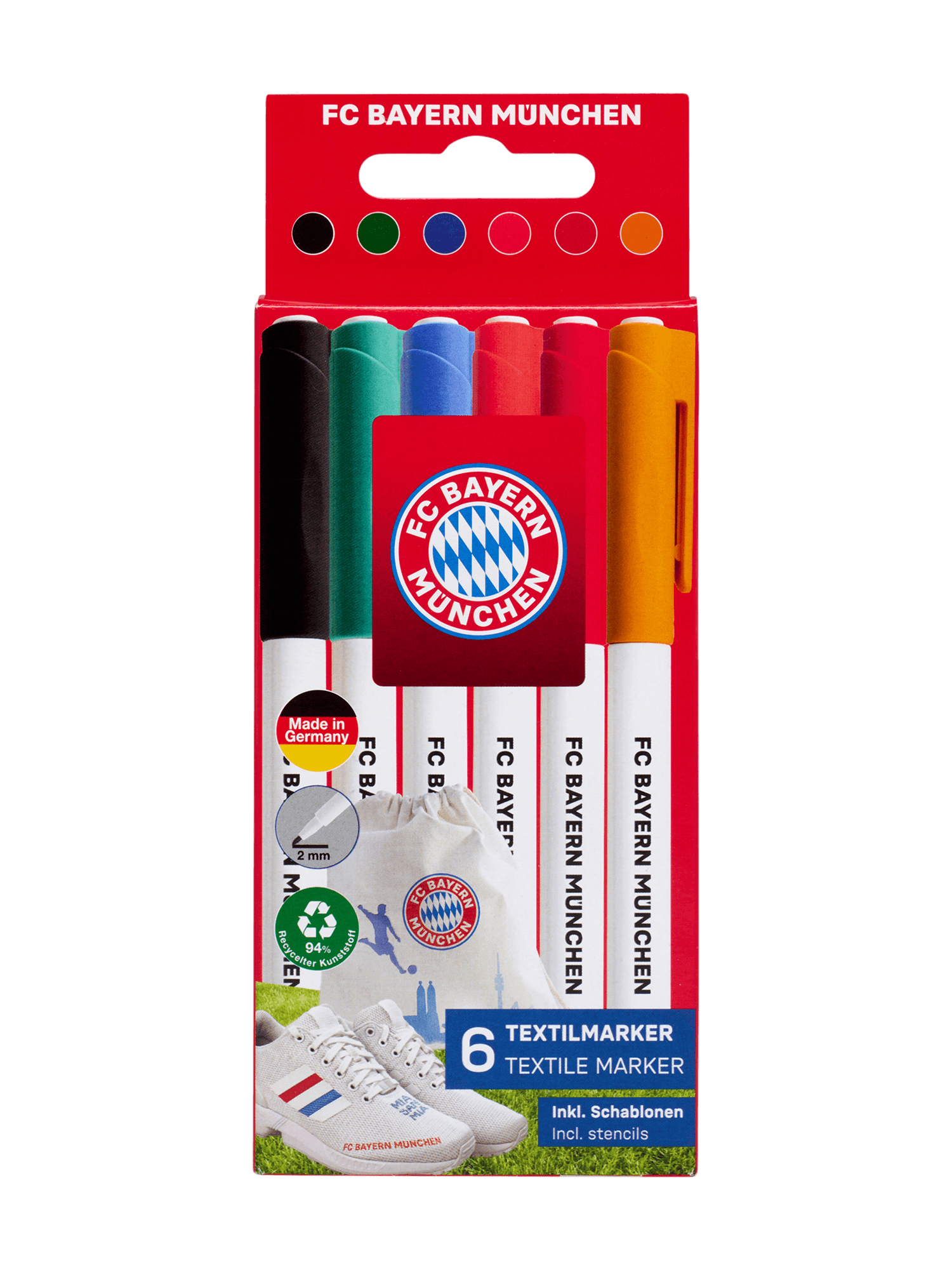 FC BAYERN MÜNCHEN Textilmarker 6er Kartonetui