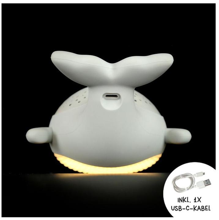 Produktbild MegaLight LED Wal Nachtlicht WILLY WHALE mit Sternprojektor dimmbar mit Akku 3 von 11