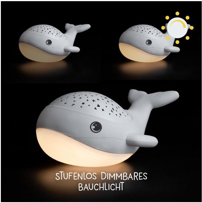 Produktbild MegaLight LED Wal Nachtlicht WILLY WHALE mit Sternprojektor dimmbar mit Akku 4 von 11