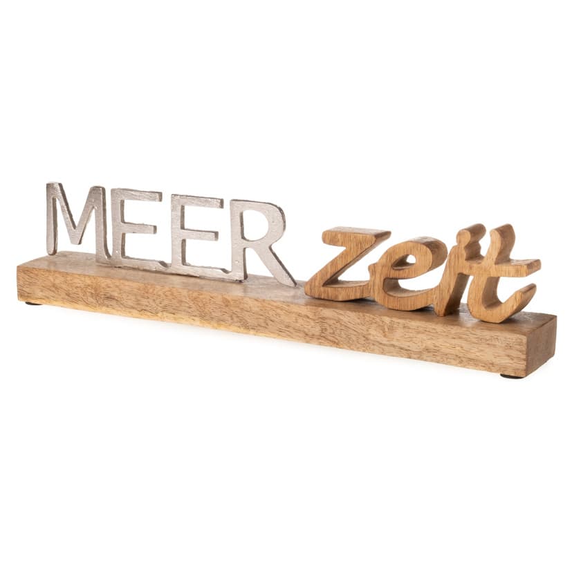 Schriftzug auf Holzsockel Meerzeit