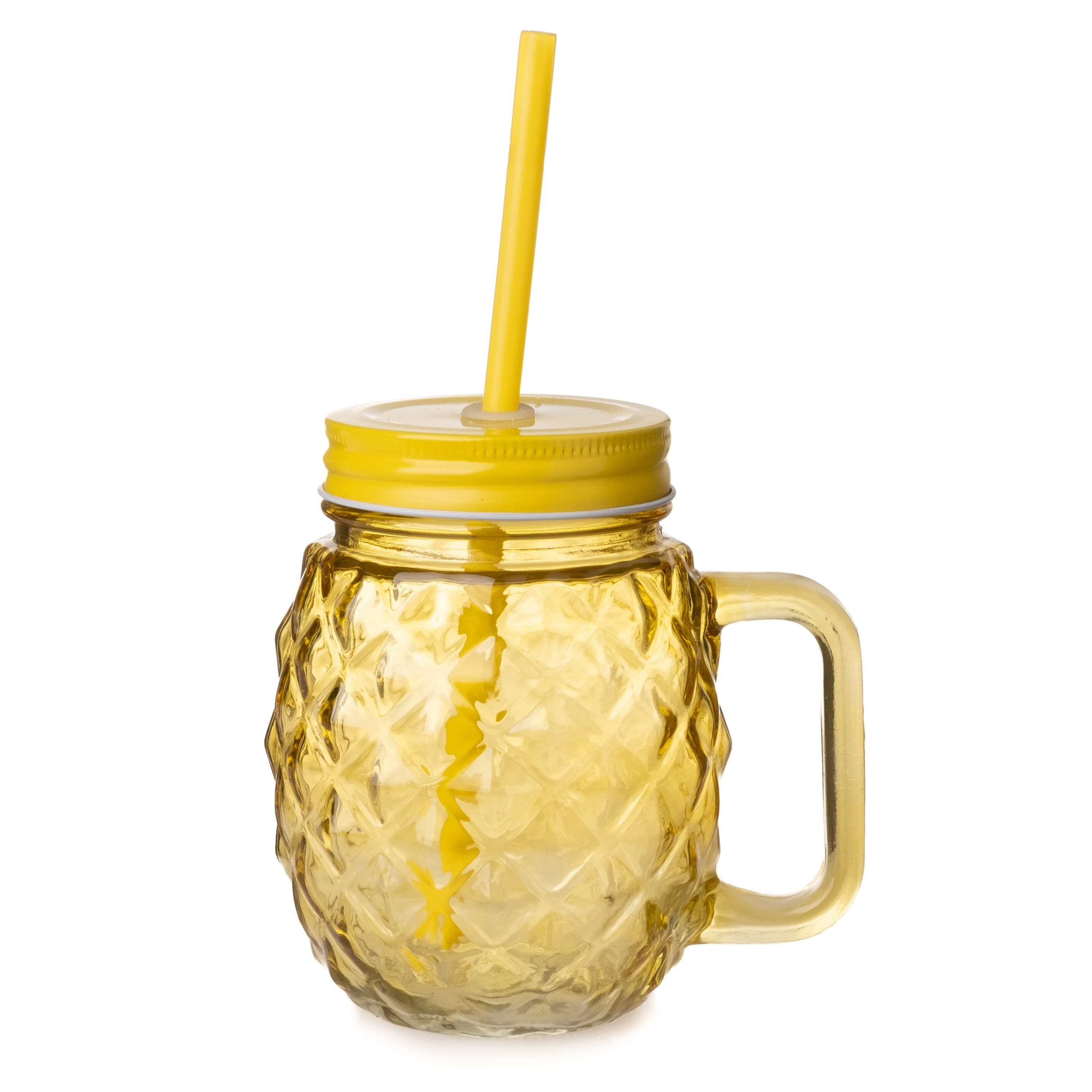 Trinkglas Ananas mit Deckel & Strohhalm