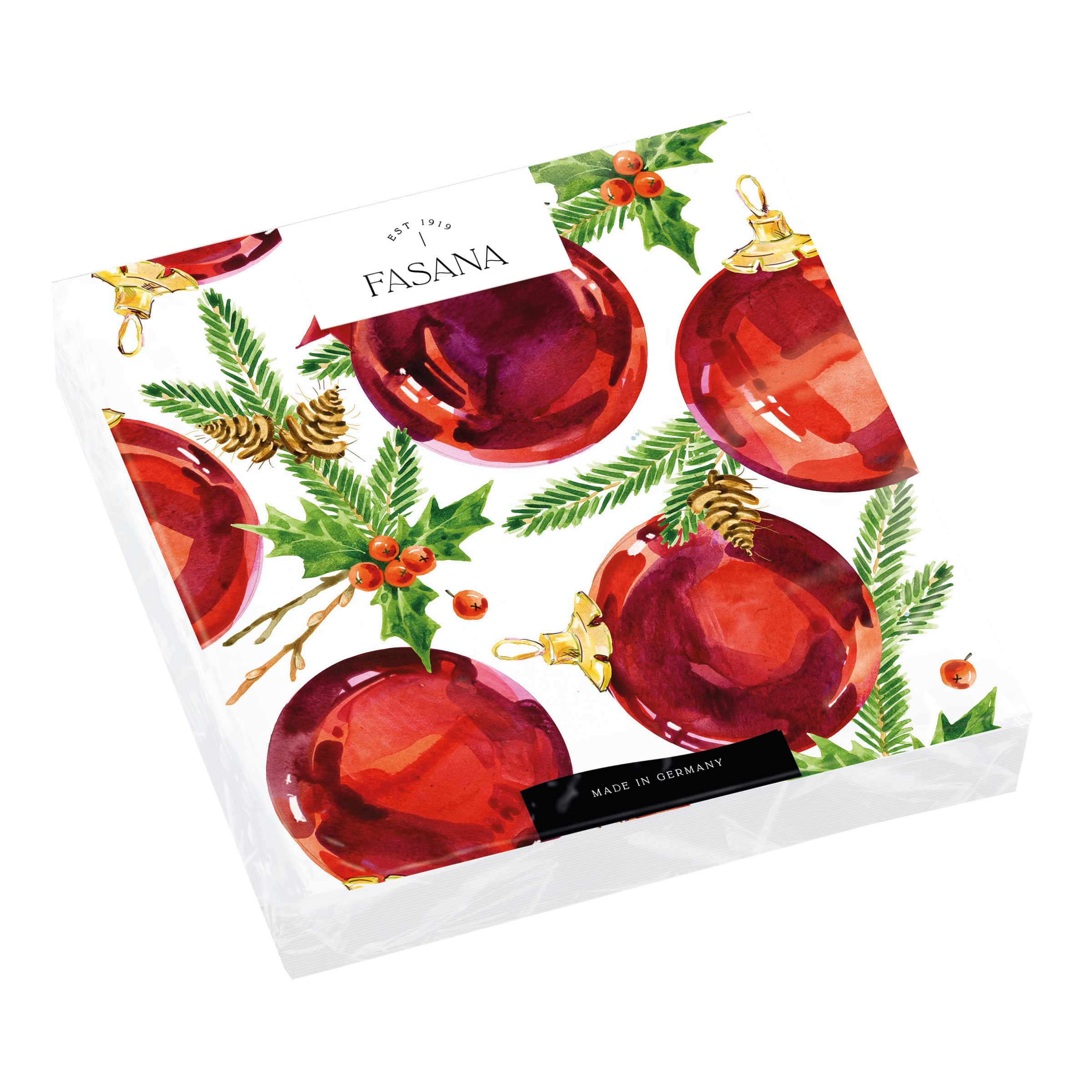 FASANA Servietten Weihnachtskugeln Rot 33x33cm