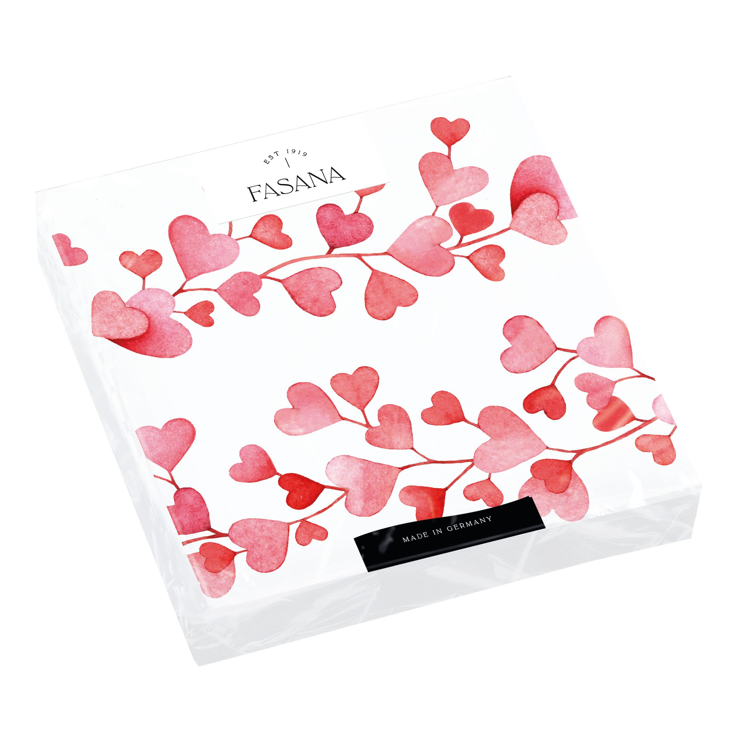FASANA Servietten Red Hearts 33x33cm