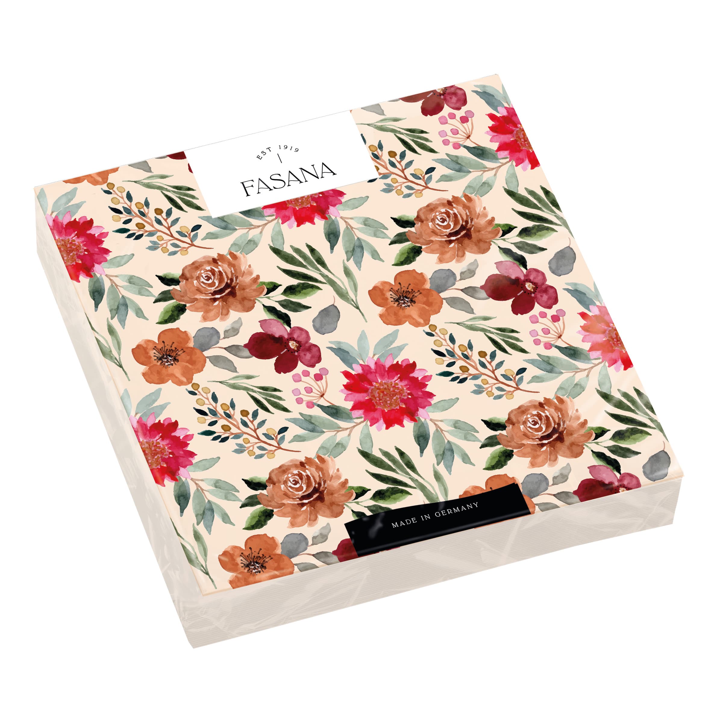FASANA Servietten Red Floral 33x33cm
