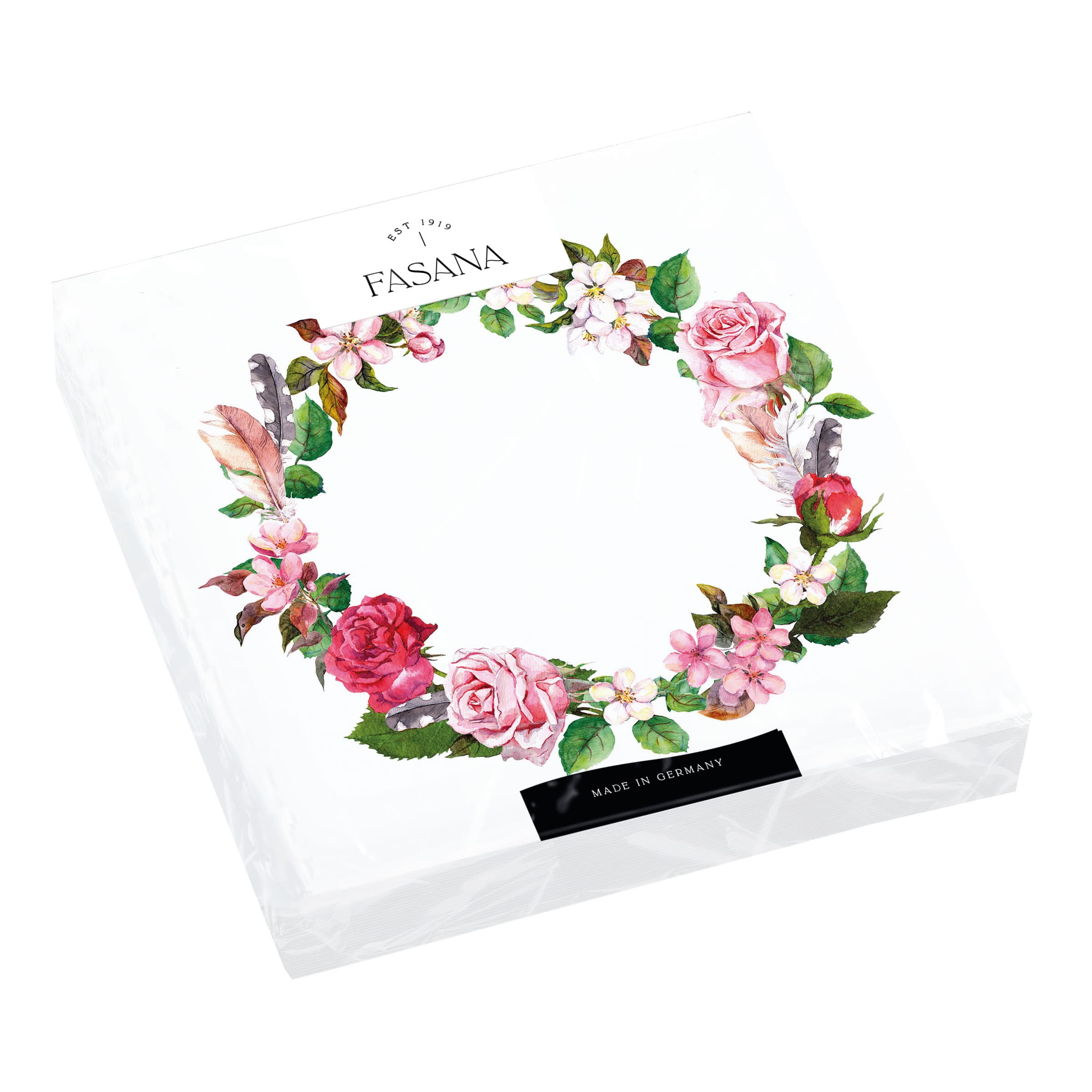 FASANA Servietten Kranz aus Rosen 33x33cm