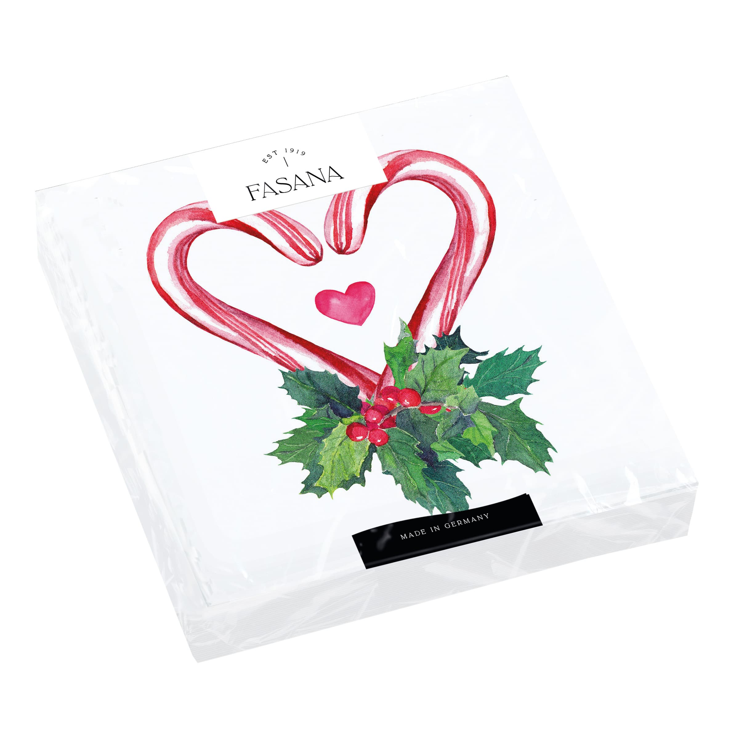 FASANA Servietten Zuckerstangenherz 24x24cm