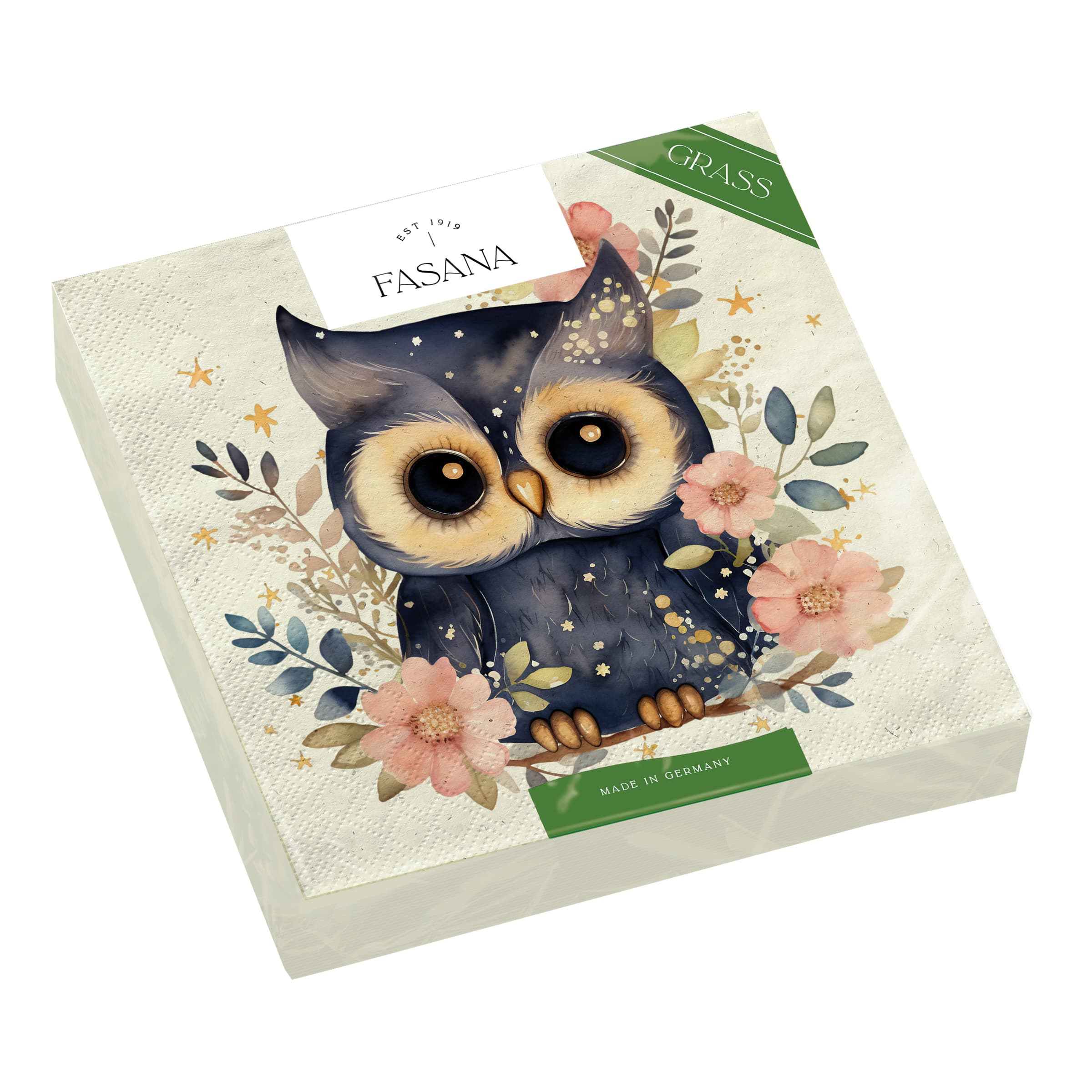 FASANA Servietten Eule 24x24cm