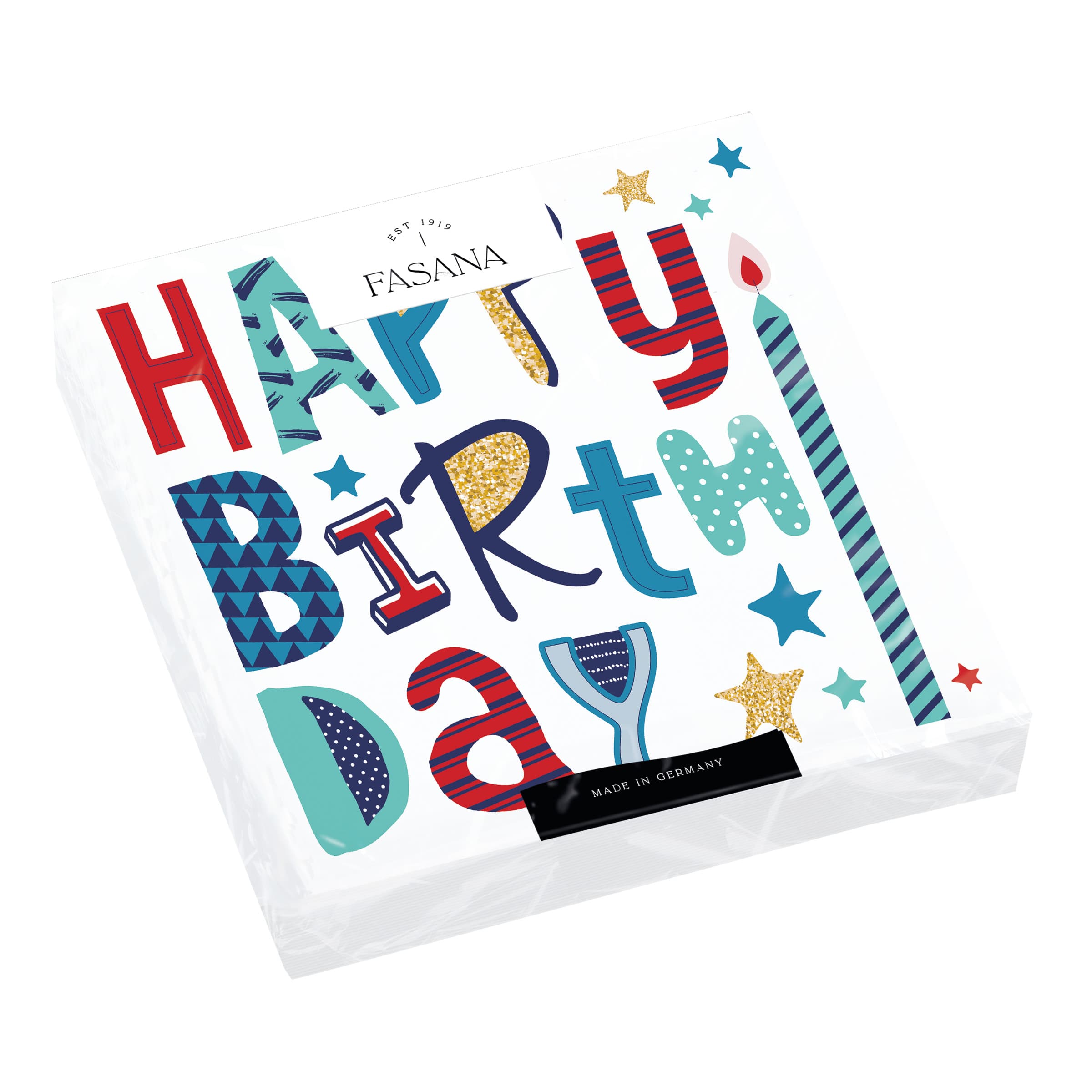 FASANA Servietten Happy Birthday 33x33cm