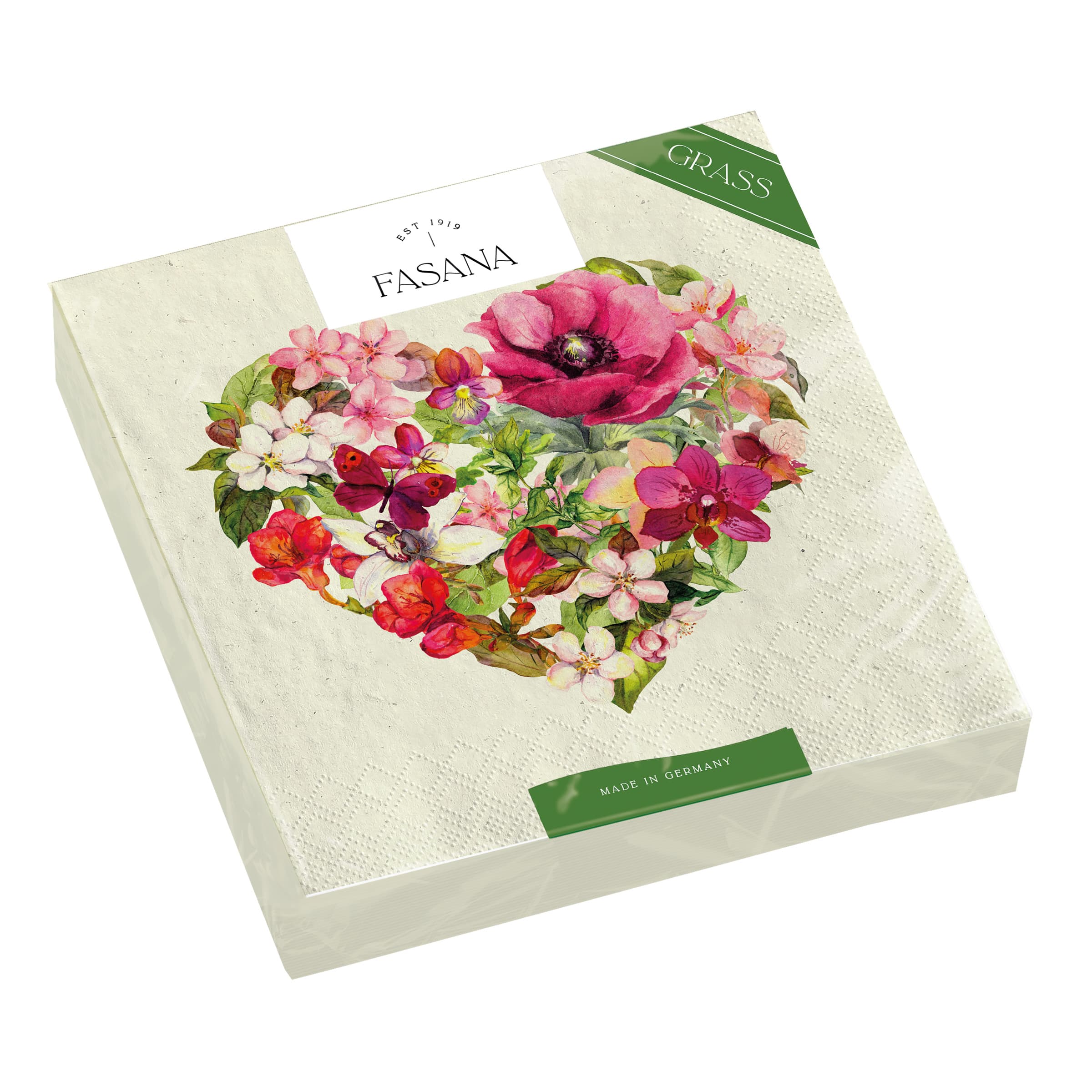 FASANA Servietten Blütenherz 24x24cm
