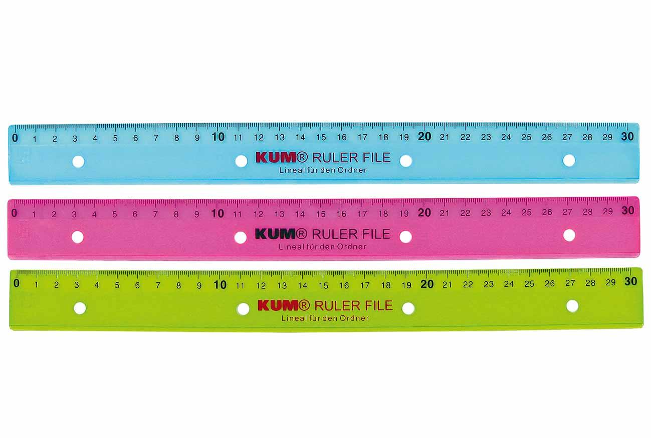 KUM Lineal 30cm zum Abheften sortiert